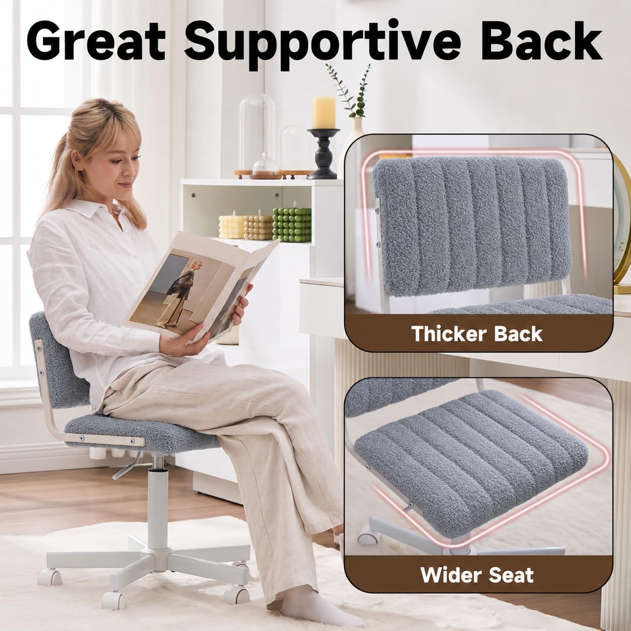 Detalle 2 de Manyday Office Chair, Teddy Fabric