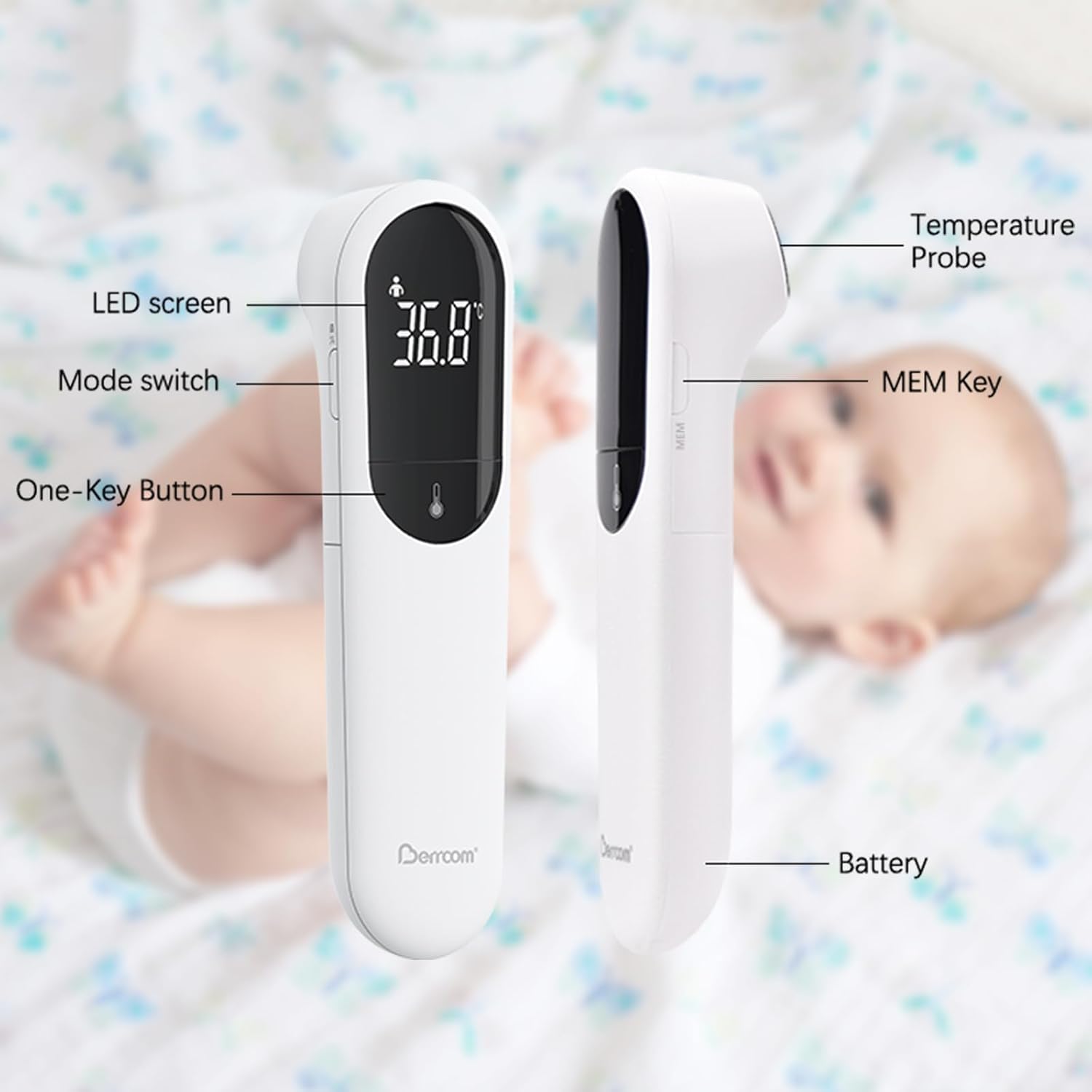 Thumbnail 6 de Berrcom Kontaktloses Infrarot-Stirnthermometer mit Dual-Sonden-Technologie (für Kinder & Erwachsene)