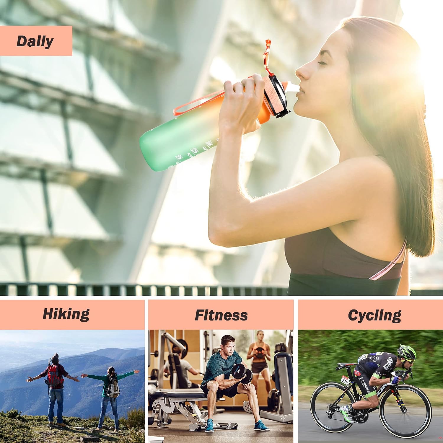 Thumbnail 6 de YC Kitchen 1 Litre Motivational Water Bottle ๐ฐ