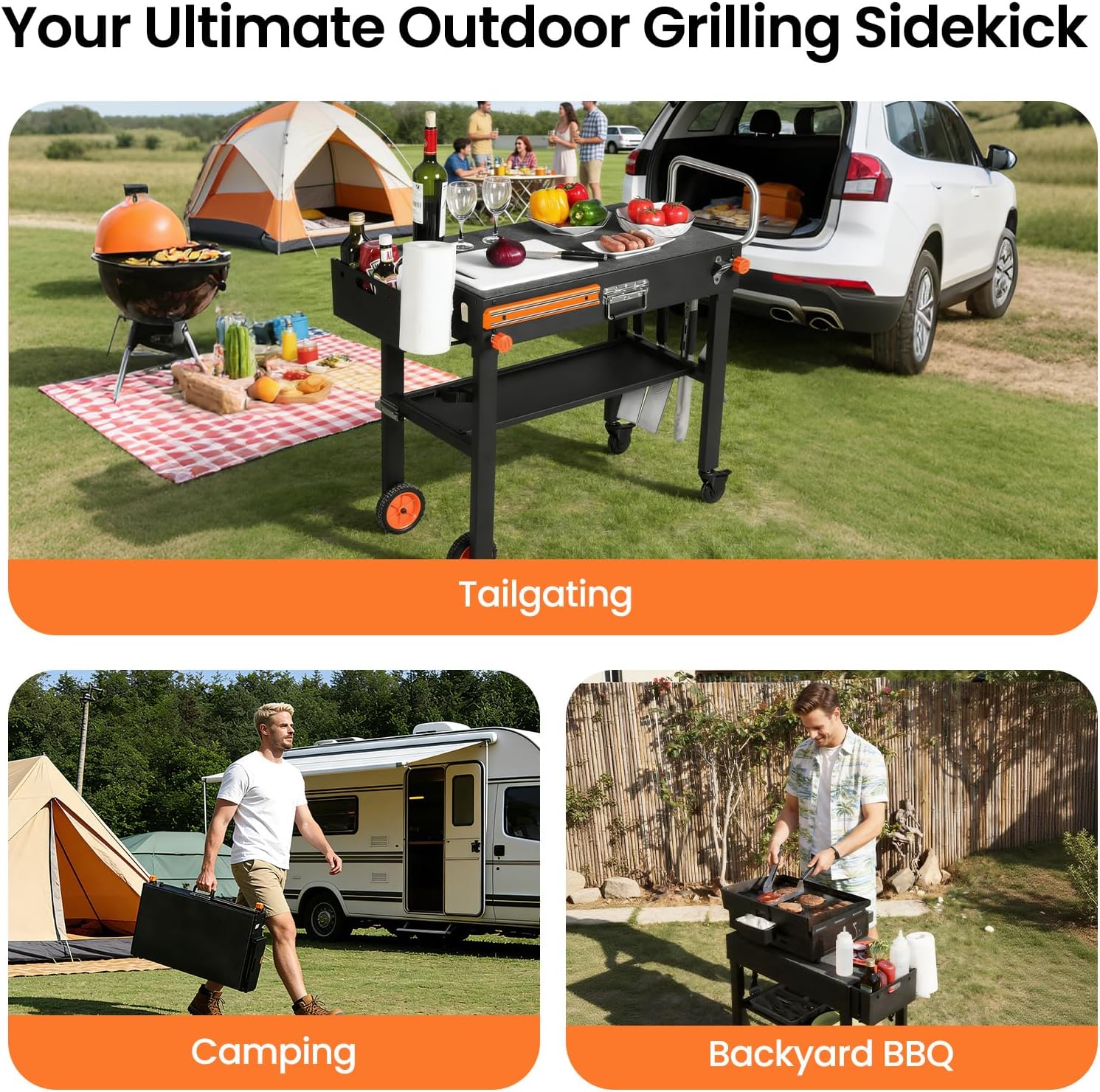Thumbnail 6 de EsFrondo YP39-C-CA Folding Grill Table, 450 lb Capacity, Tool-Free Setup