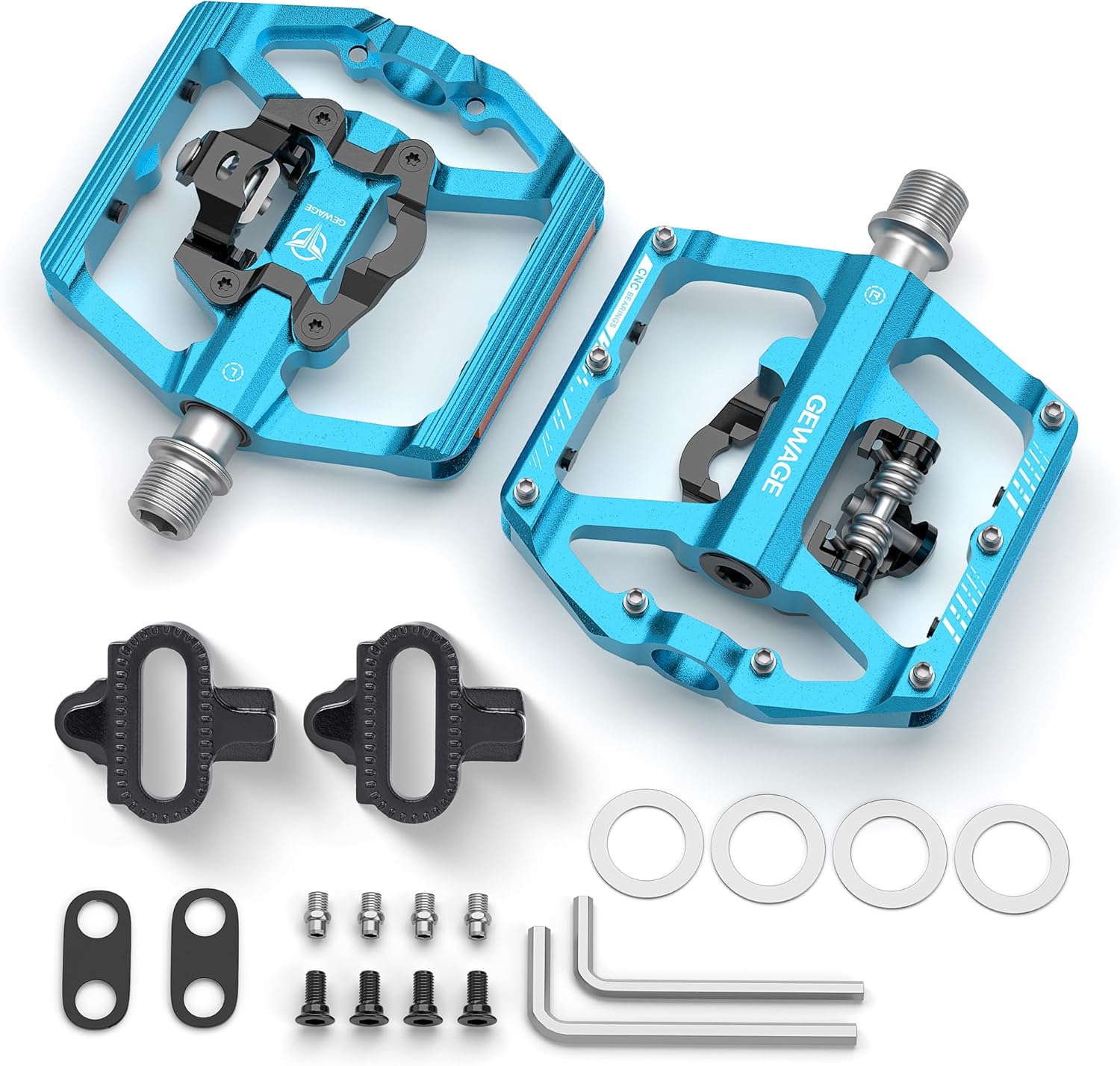 Thumbnail 5 de GEWAGE Pédales VTT double-face SPD et plateforme, 9/16" with réflecteurs – 3 roulements étanches