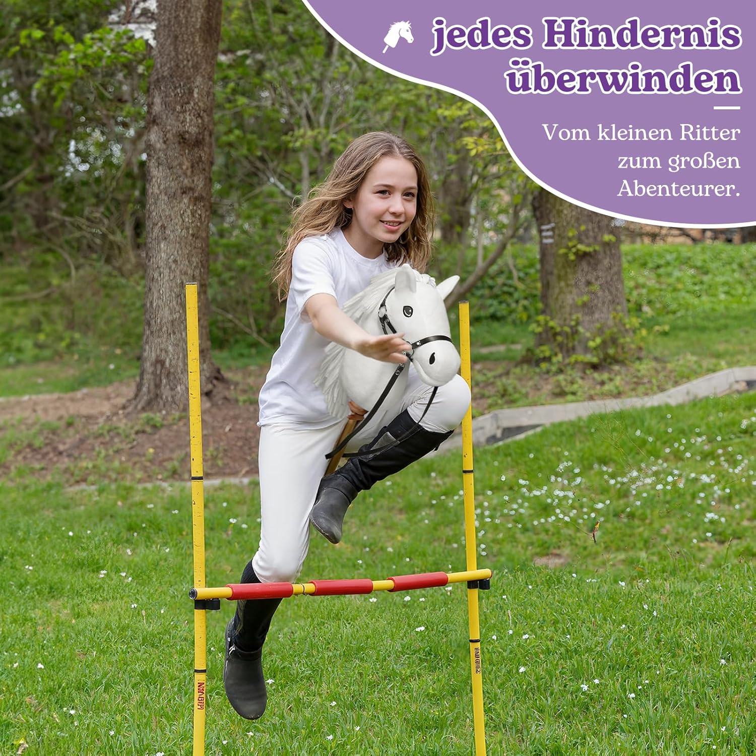 Thumbnail 4 de Bludrfnly Hobby Horse – Steckenpferd für Kinder mit Zaumzeug, Weiß