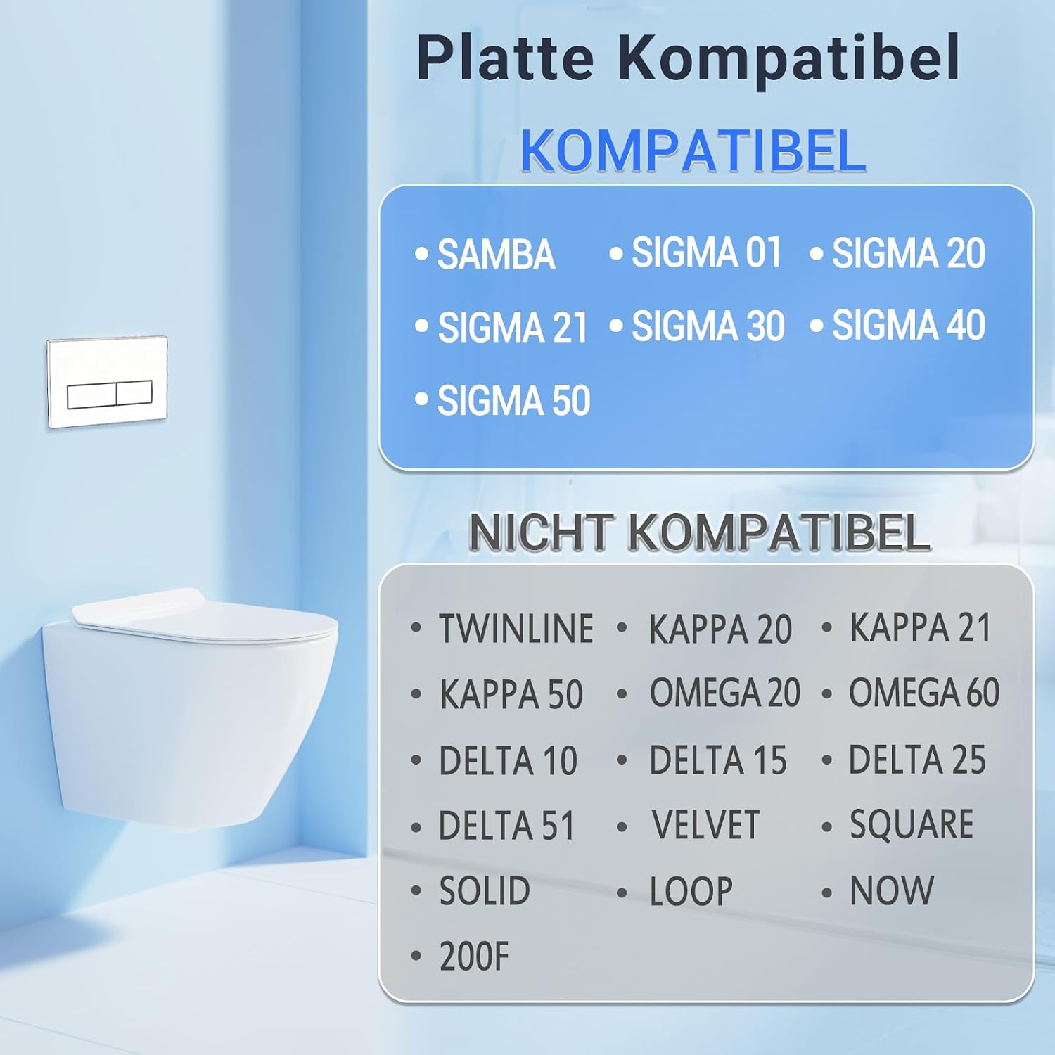 Detalle de Mendorio WC Drückerplatte – kompatibel mit Geberit Sigma, UP300/UP320, Doppelspülung, Matt Weiß