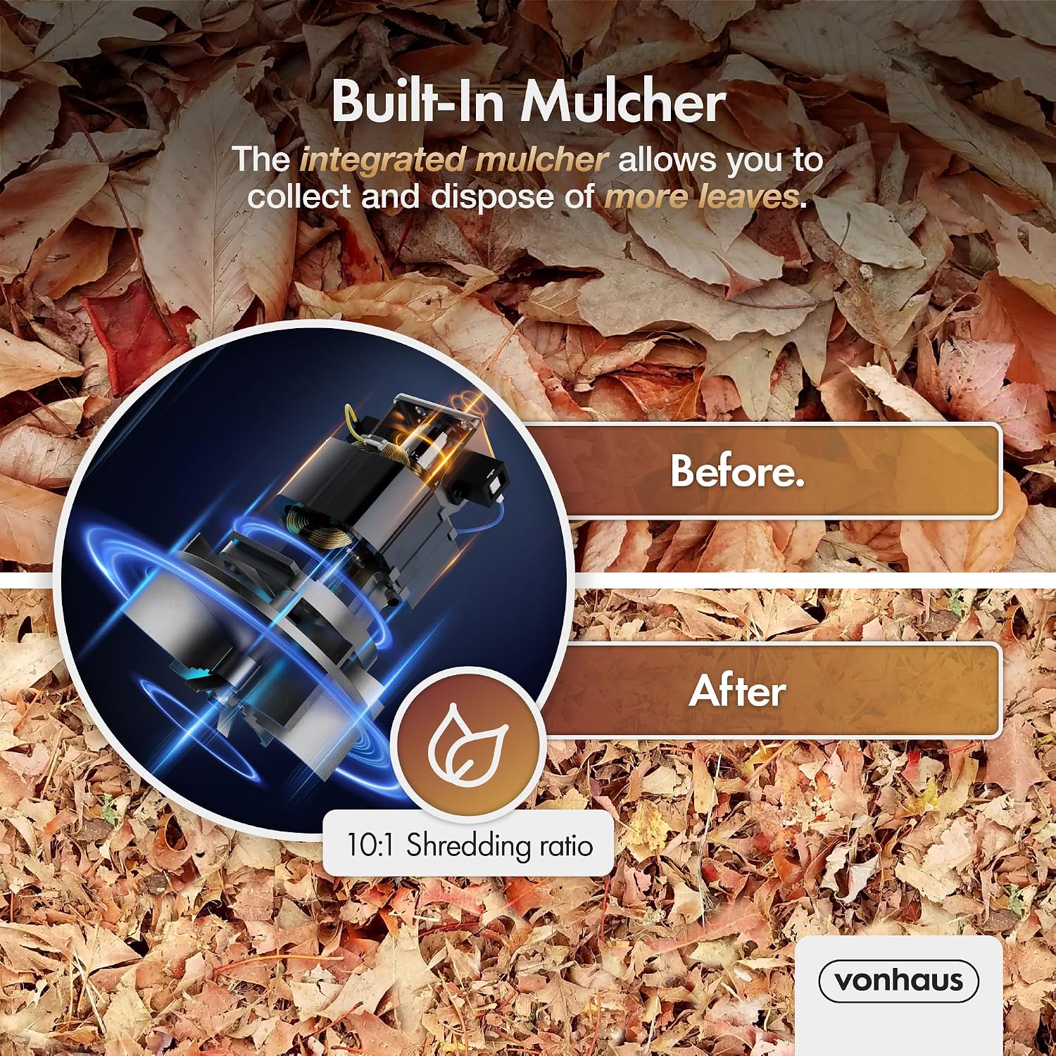 Thumbnail 4 de VonHaus Leaf Blower and Vacuum Corded 3000W with 35L Bag, 10m Cable and Wheels