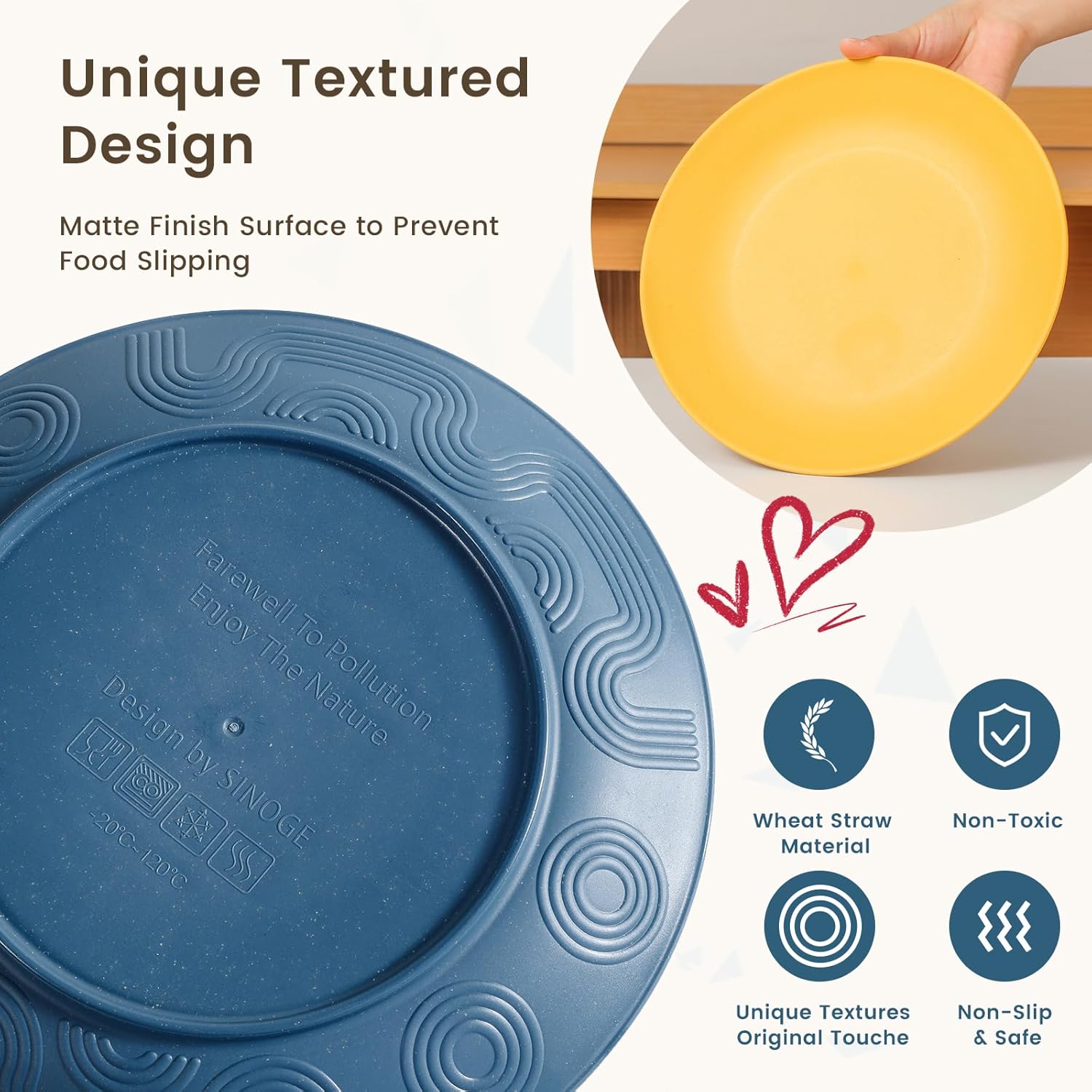 Detalle 2 de Homienly 40-Piece Premium Wheat Straw Dinnerware Set for 8