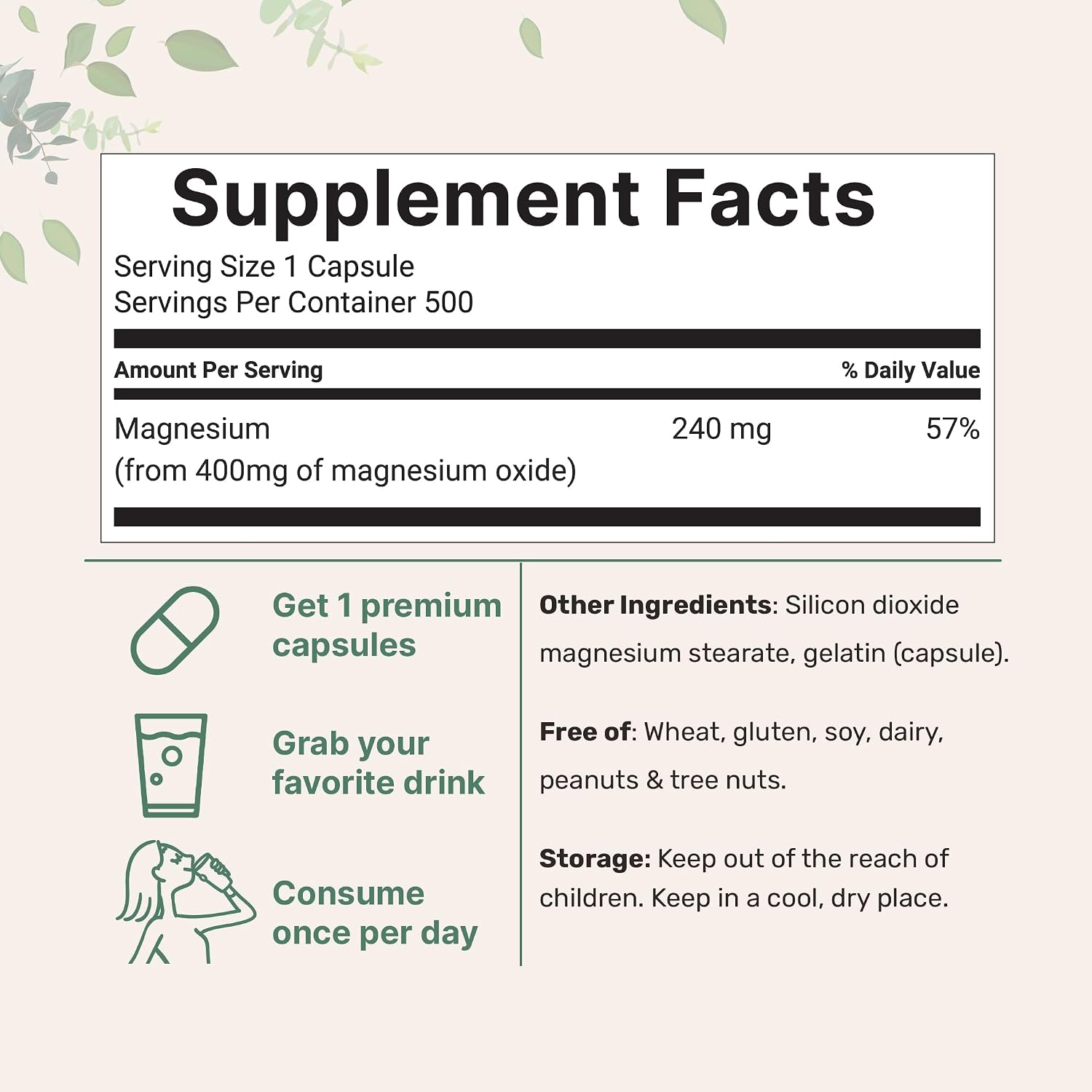 Thumbnail 1 de Micro Ingredients Magnesium Oxide Capsules, 500 Capsules