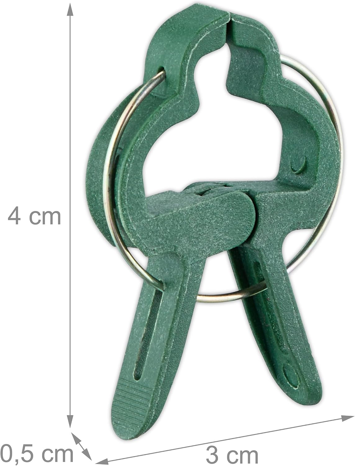Detalle 2 de Relaxdays växtklämmor, 120-pack, 3 × 4 cm, gröna med spännfjädrar