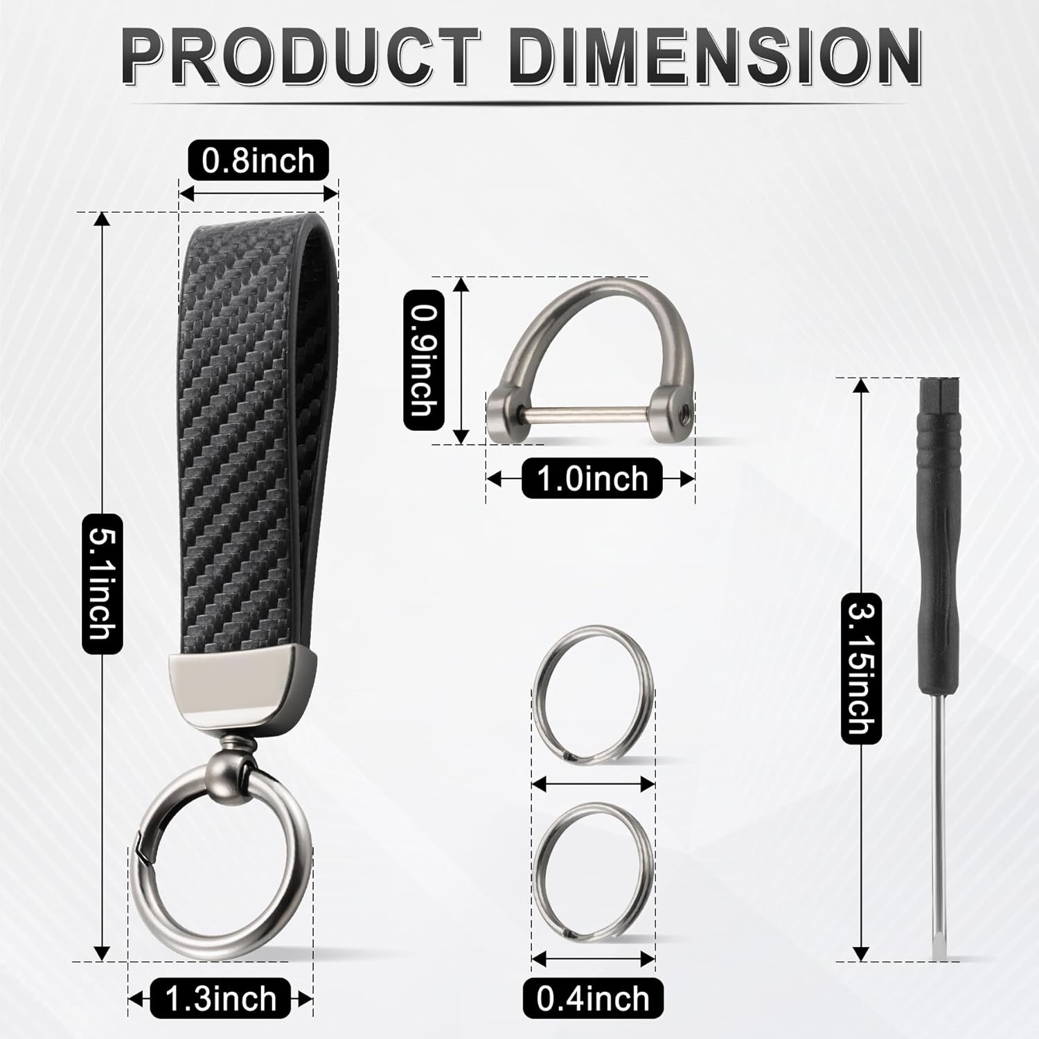 Thumbnail 1 de JUSTTOP Leather Keychain Carbon Fiber Ring