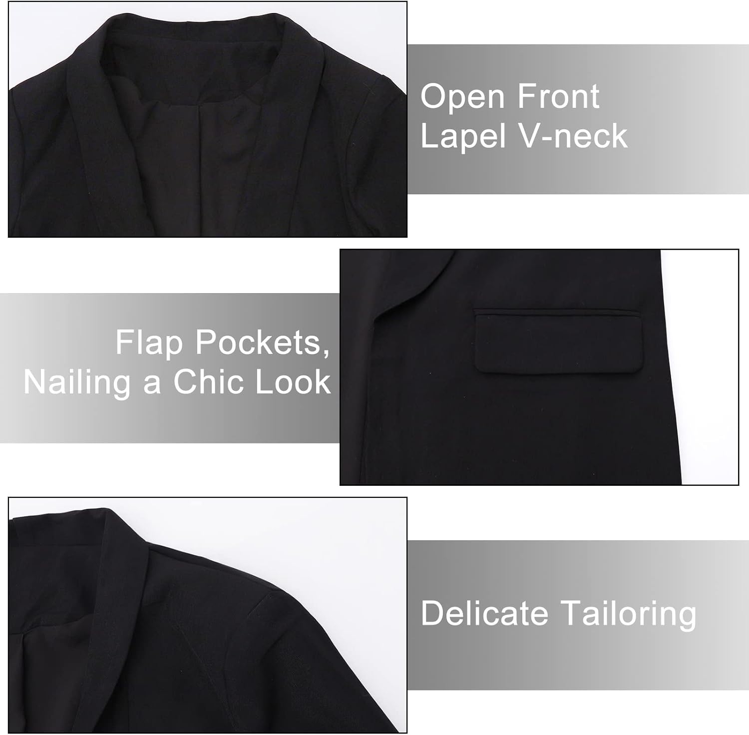 Thumbnail 5 de ALSOGO Damen Blazer Langer Casual Open Front – Büro-Style mit Taschen
