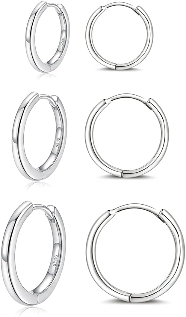 Thumbnail 6 de Hasnsofie Silber Creolen Set – 3 Paare 10/12/14 mm, 925 Sterling Silber, rosegold veredelt, hypoallergen