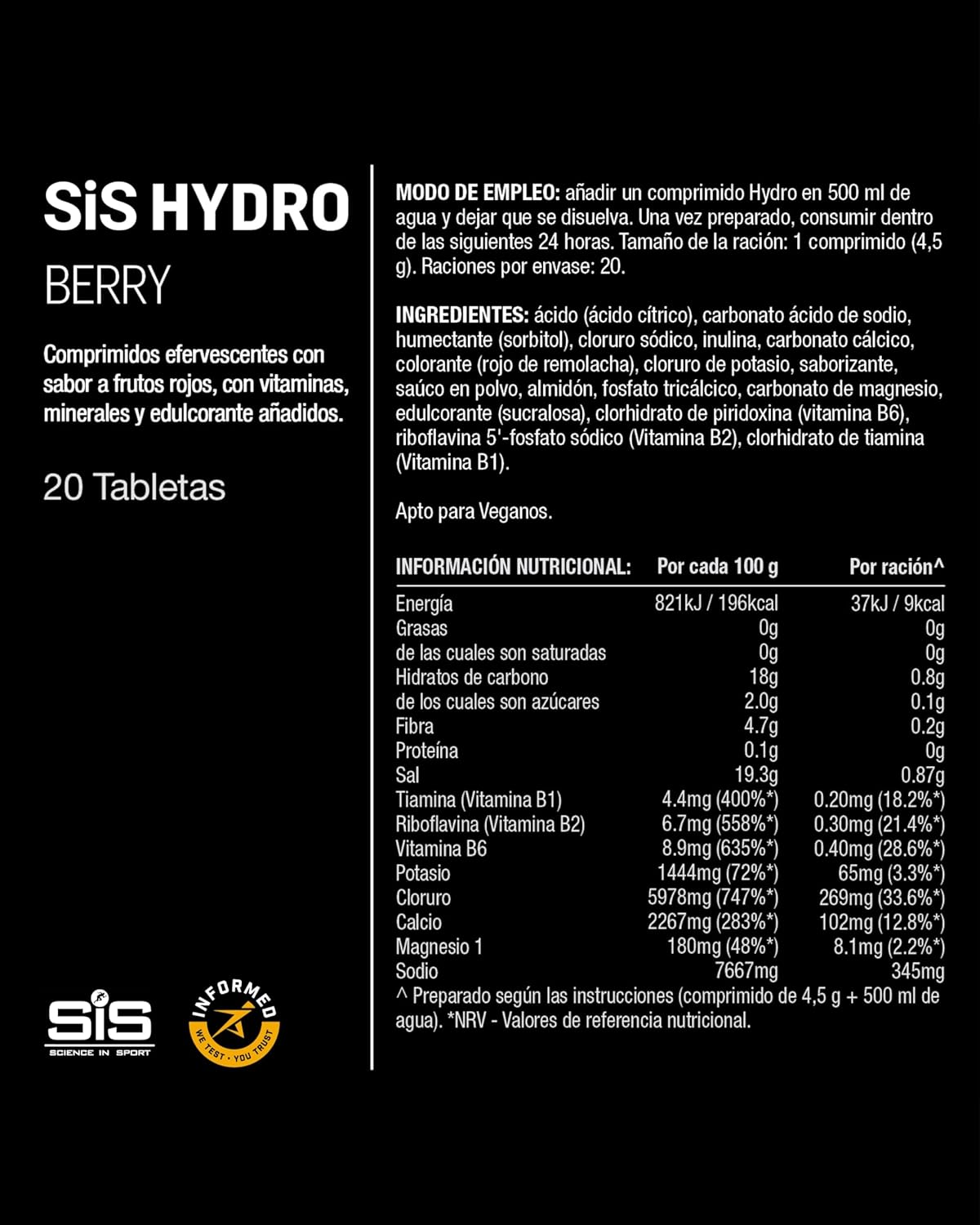 Thumbnail 4 de Science in Sport HYDRO Comprimidos Efervescentes de Frutos del Bosque 🏞