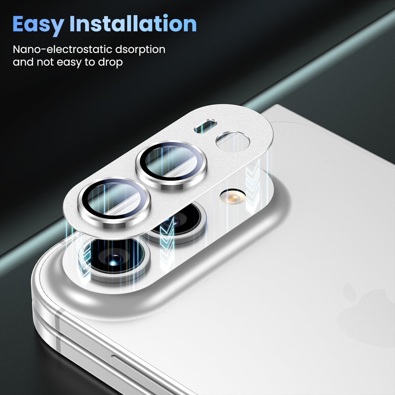 Thumbnail 6 de Uyiton iPhone Duo Camera Lens Protector, Sapphire Glass, Metal Frame, Star White