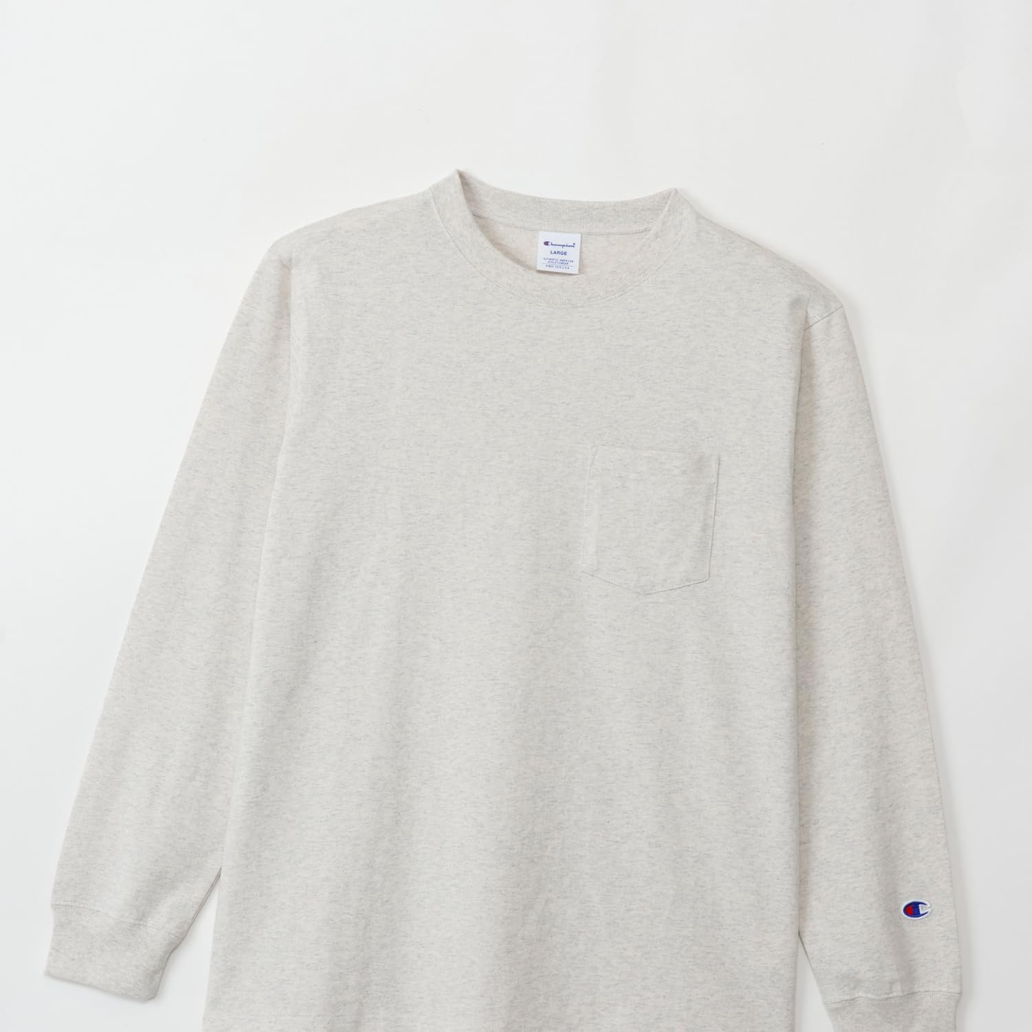Detalle de Champion C3-W401Z メンズ長袖Tシャツ 綿100%天竺・胸ポケット付き