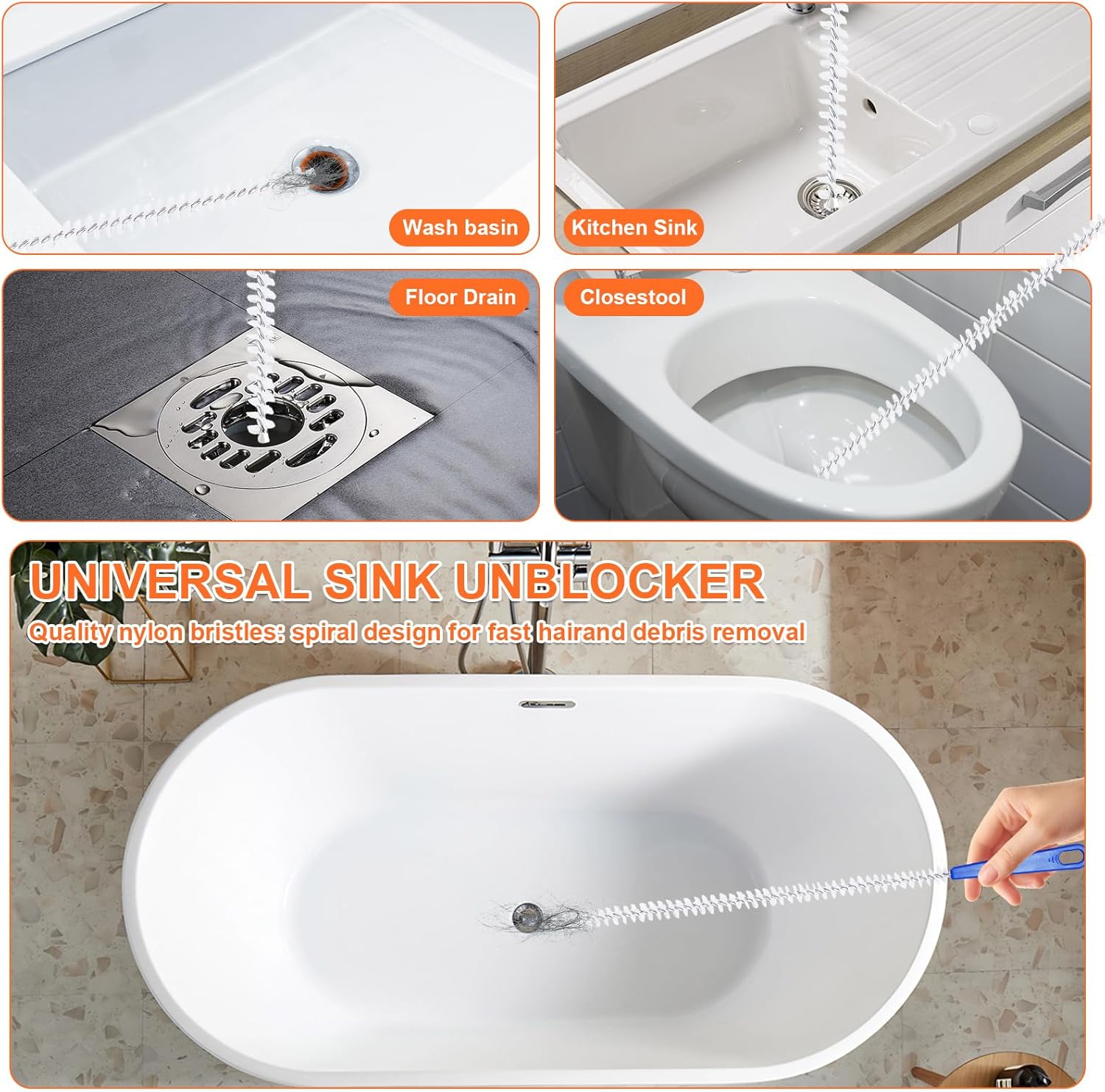 Thumbnail 6 de LANZHANFEI 4PCS Drain Unblocker rods for sinks and toilets 🛠
