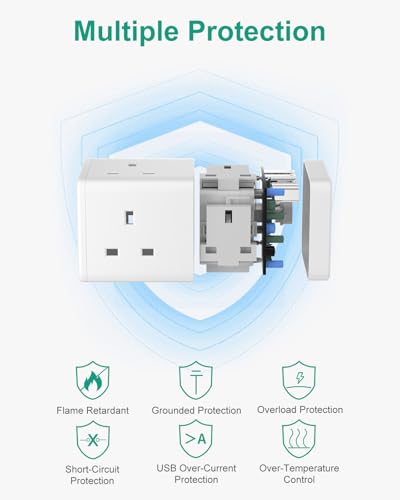 Thumbnail 5 de ROOTOMA Japan Travel Adapter 3 Way 4 Fast Charging USB (QC3.0/PD20W) – 7‑in‑1 UK to Japan