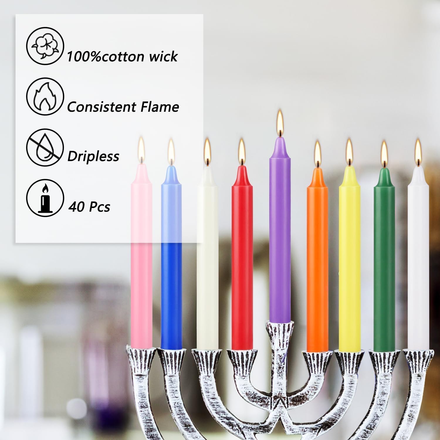 Thumbnail 5 de YOROXRG TAPER40 COLOURS Spell Chime Candles, 40-Pack, 4-Inch Tapers