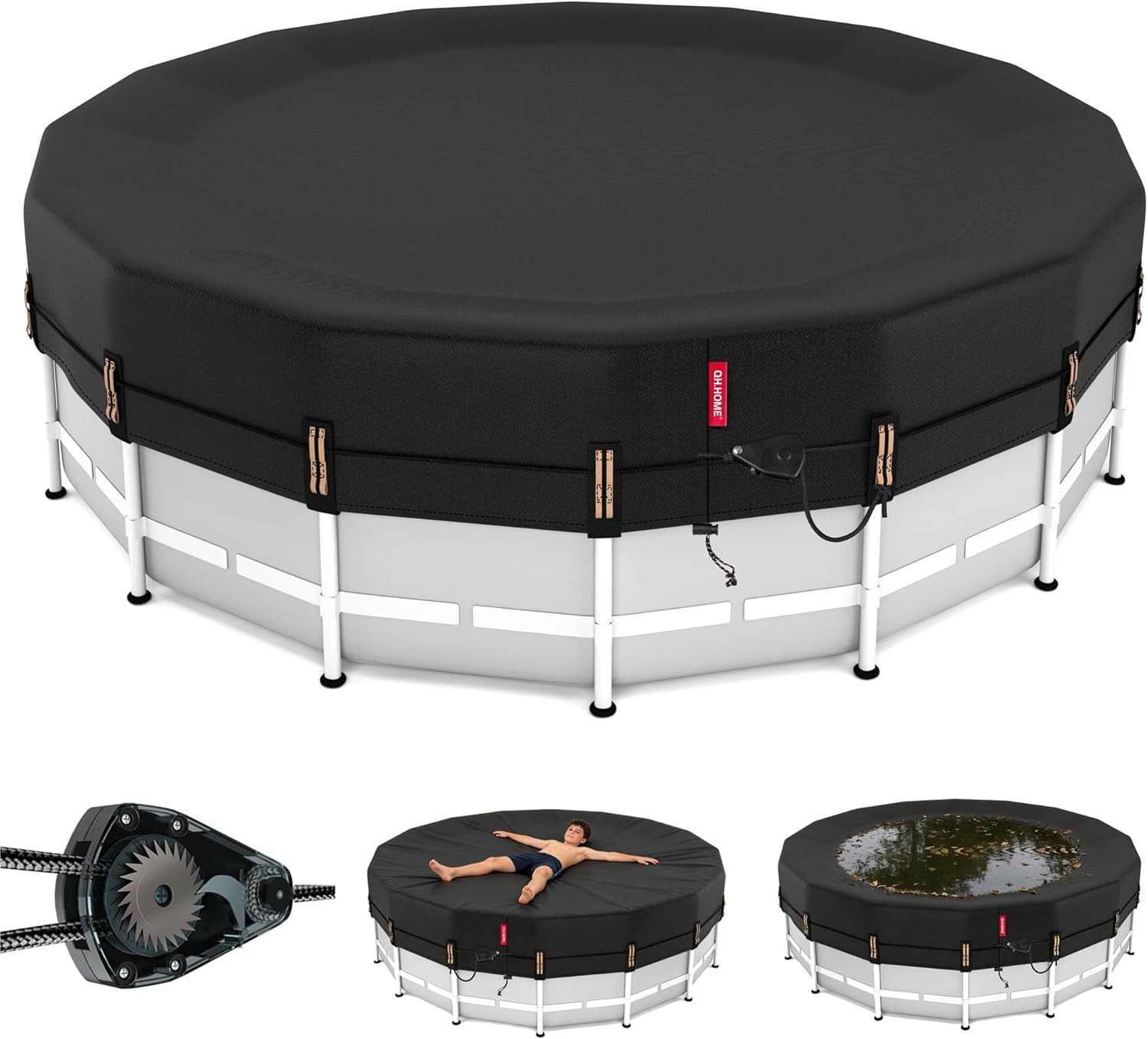 QH.HOME 18ft Round Pool Cover: Ultimate Windproof & Tear-Resistant Shield for Above-Ground Pools