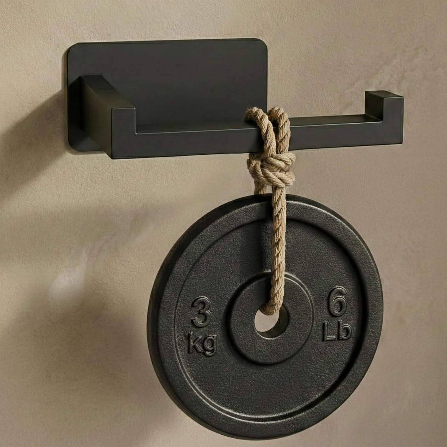 Detalle de Minismus zelfklevende toiletrolhouder van zwart mat roestvrij staal