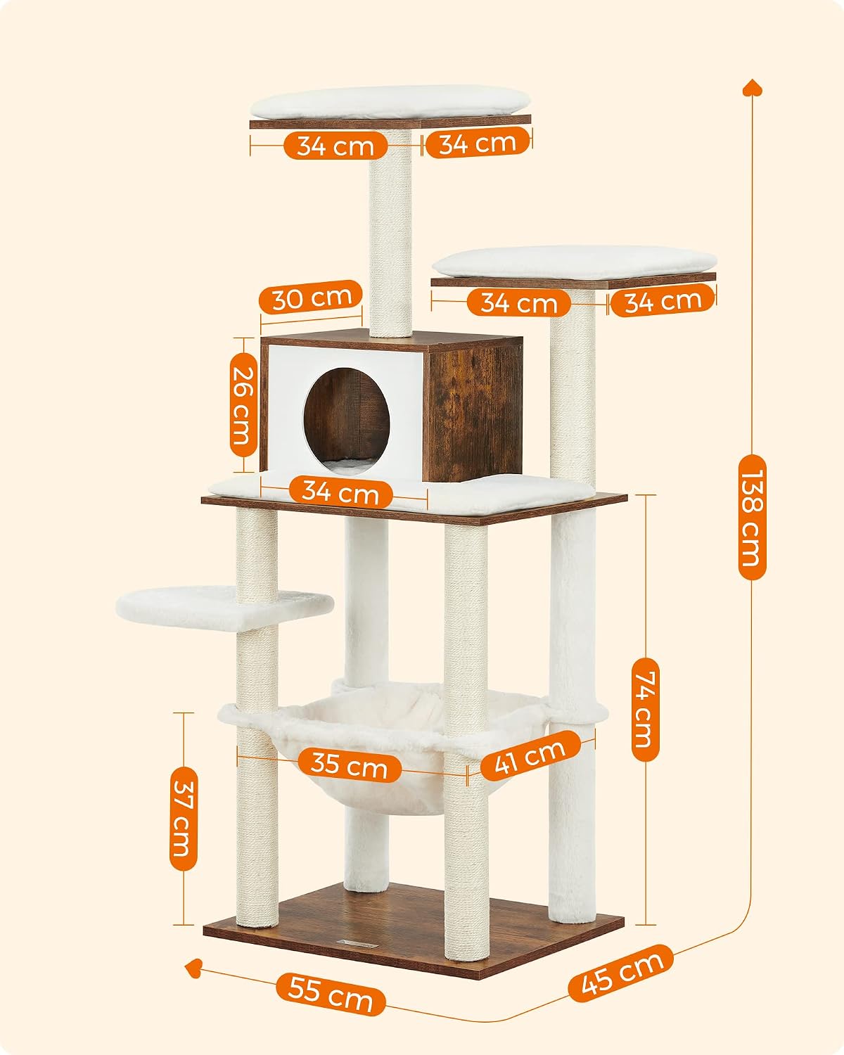Thumbnail 6 de Feandrea PCT164X01 arbre à chat 138 cm multinuiveaux 🐱