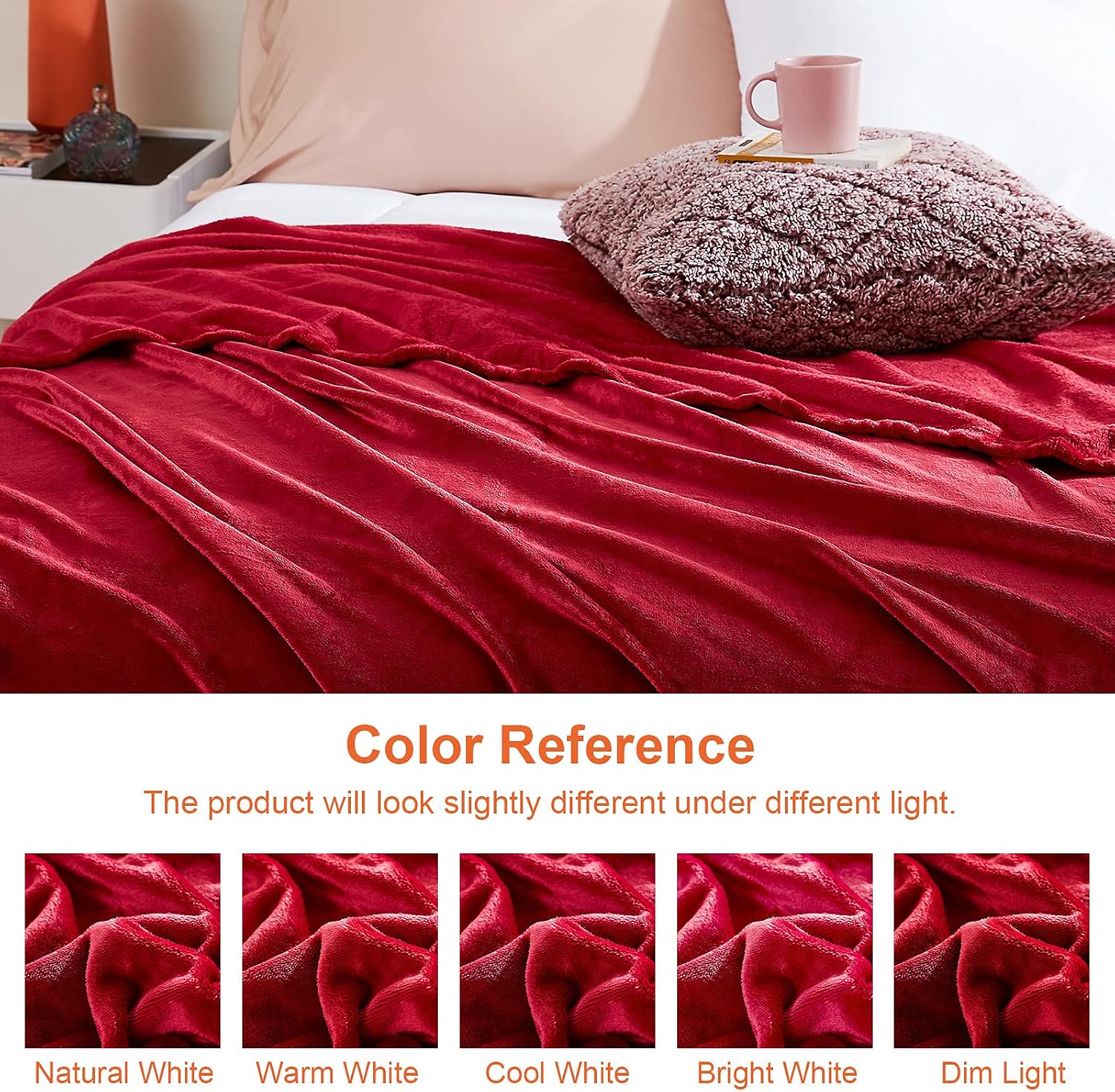 Thumbnail 5 de EHEYCIGA Extra Large Fleece Throw Blanket 270x230cm in Red