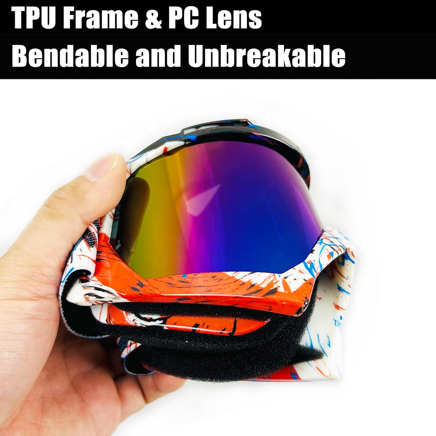 Thumbnail 1 de 4-FQ Motocross Brille – Hochwertige Off-Road Schutzbrille in Graffiti Rot