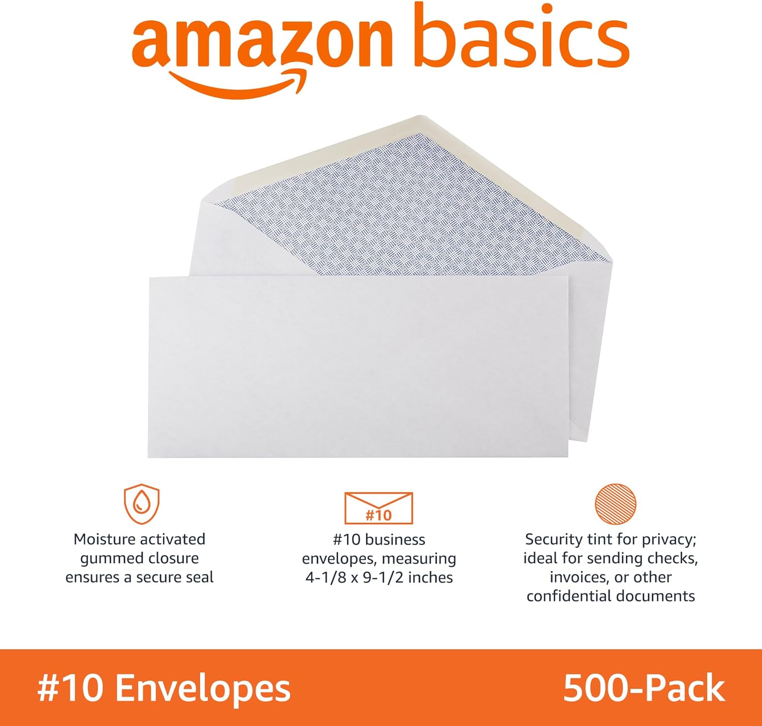 Thumbnail 1 de Amazon Basics #10 Security Envelopes 4-1/8 x 9-1/2, 500 📦