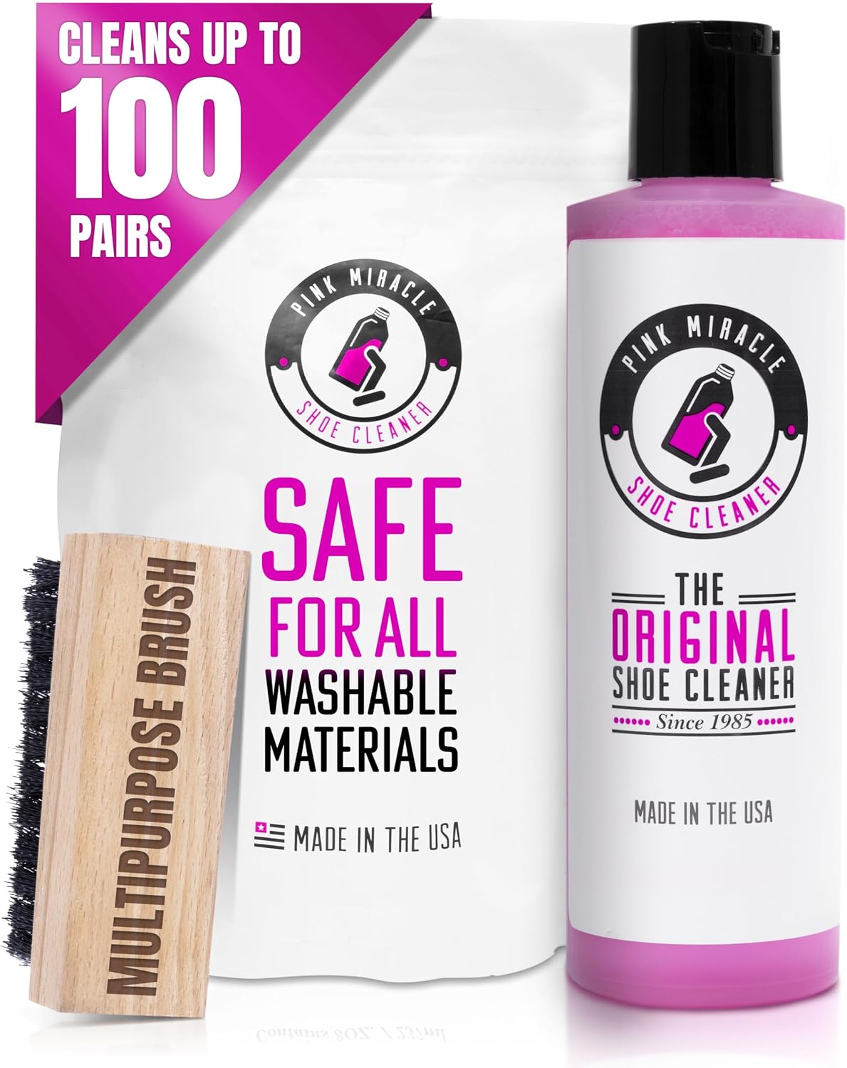 Detalle de Pink Miracle Shoe Cleaner Kit Bottle 8 Oz: All‑In‑One Cleaning & Conditioning for Sneakers