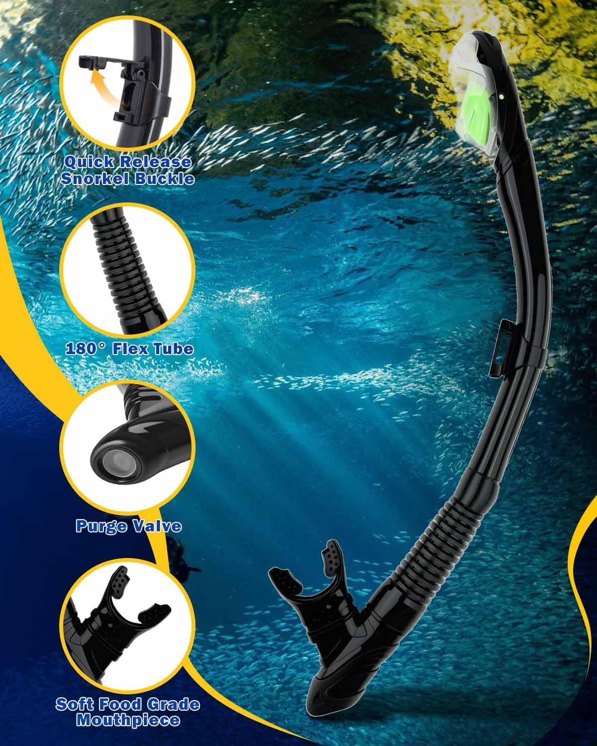 Thumbnail 3 de Lorrtta Snorkel Set for Adults: 180° Panoramic Mask with Dry Top Snorkel