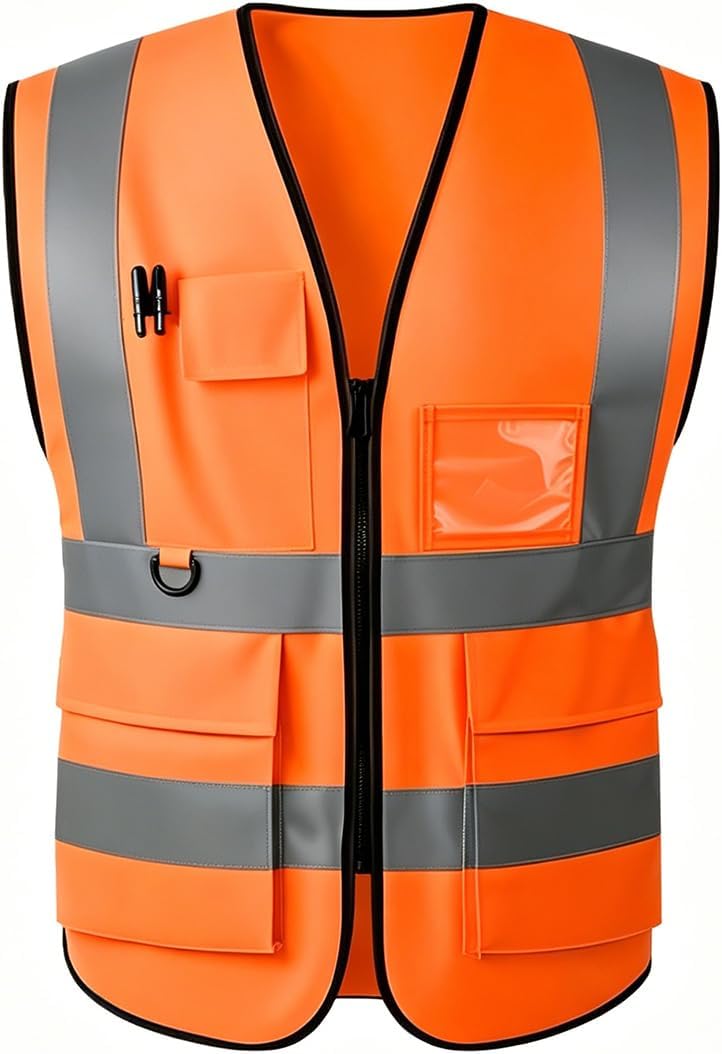Detalle de GKOB Hi Vis Vests for Women Men with Reflective Strips, Zipper Front & Pockets