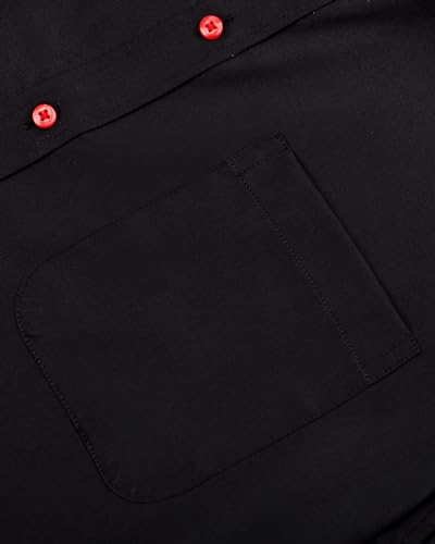 Thumbnail 4 de J.VER Hemd Kurzarm Herren Casual Regular Fit Bügelfrei Faltenfrei mit Tasche – Schwarz/Rot, Größe M