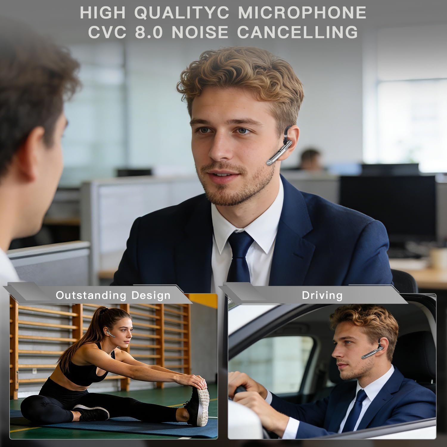 Detalle de Xoruezls Bluetooth Headset V6.1: 100-Hour Single-Ear Wireless Earbud with CVC8.0 Noise Cancellation