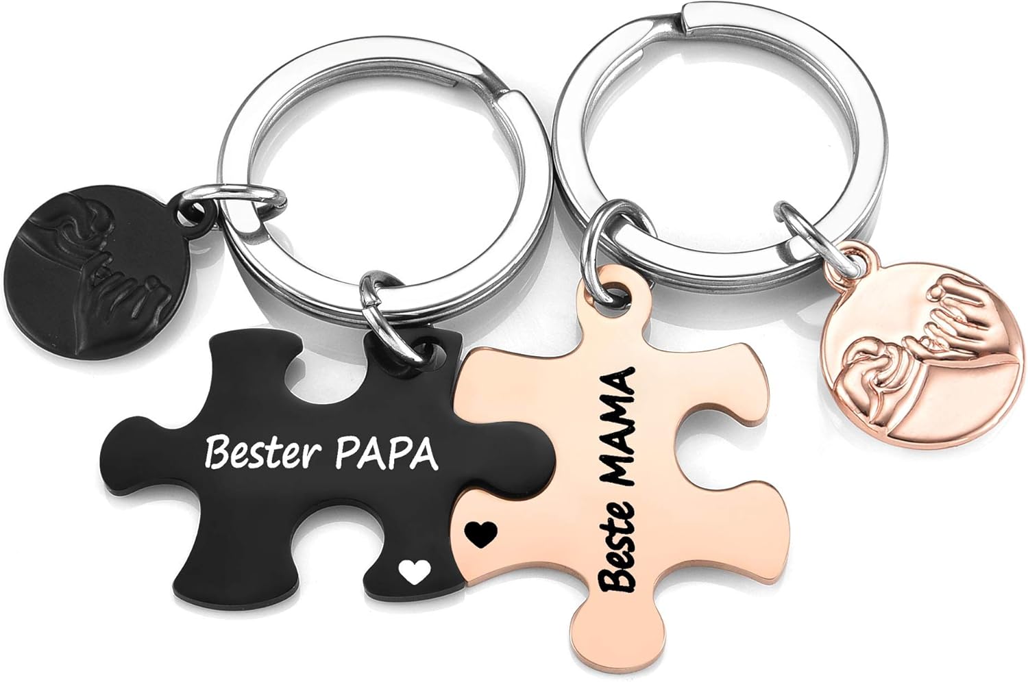 Thumbnail 4 de JSDDE Paar Schlüsselanhänger mit Gravur „Bester Papa/Beste Mama der Welt“ – Puzzle-Anhänger für Mutter & Vater