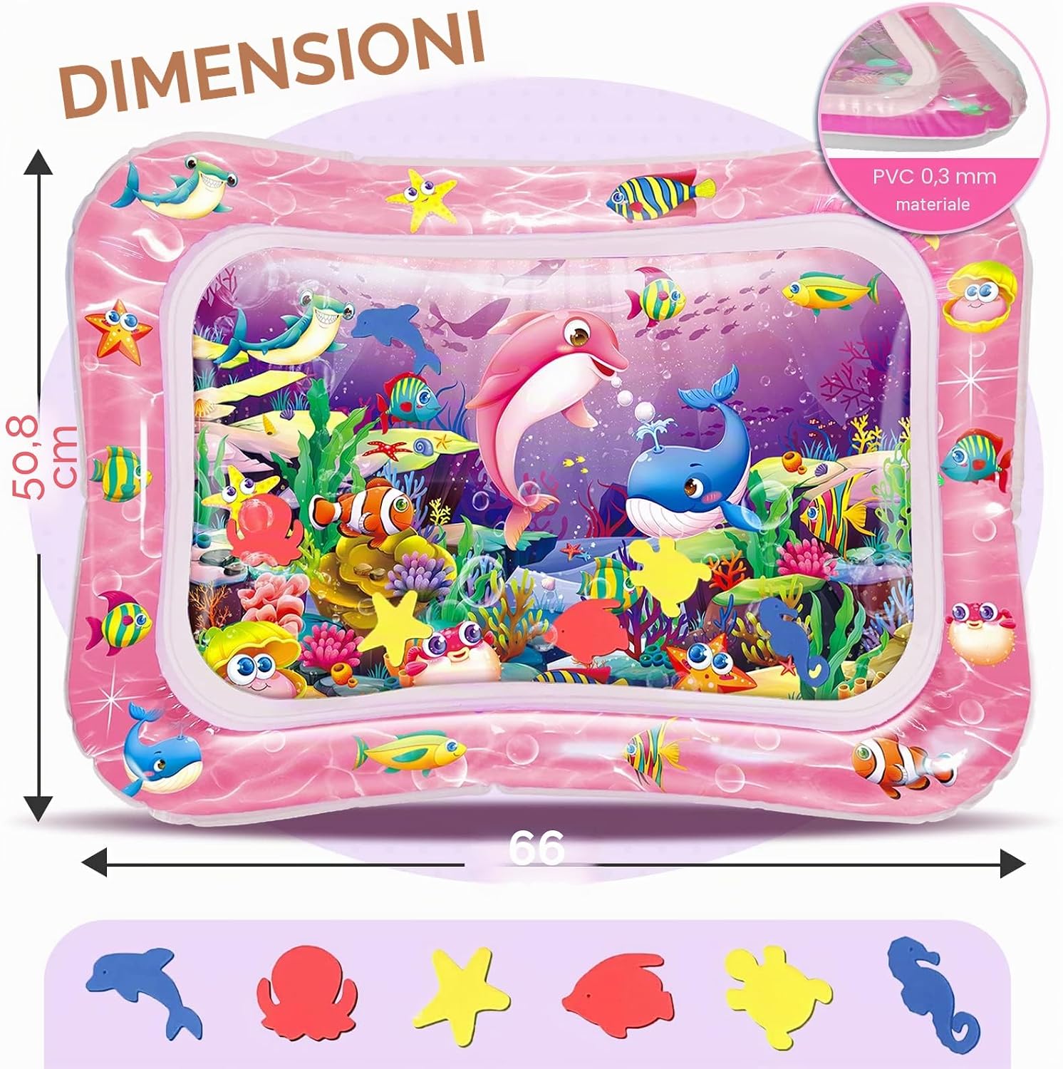 Detalle de Infinno tappetino d’acqua per bambini 3-6-9 mesi con animali marini luminosi