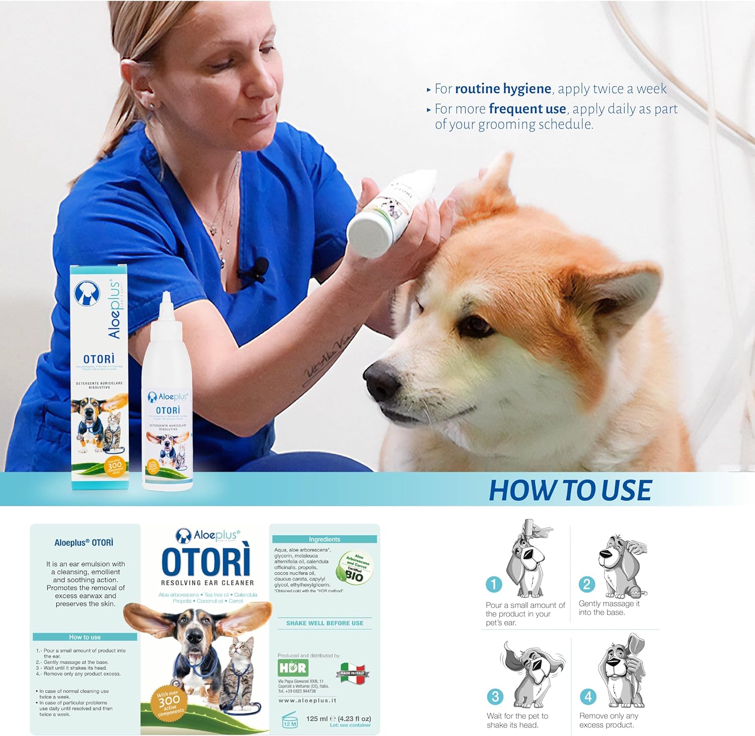 Detalle 2 de Aloeplus Otorì Nettoyeur d'oreille pour chiens et chats – 125 ml, 100 % naturel