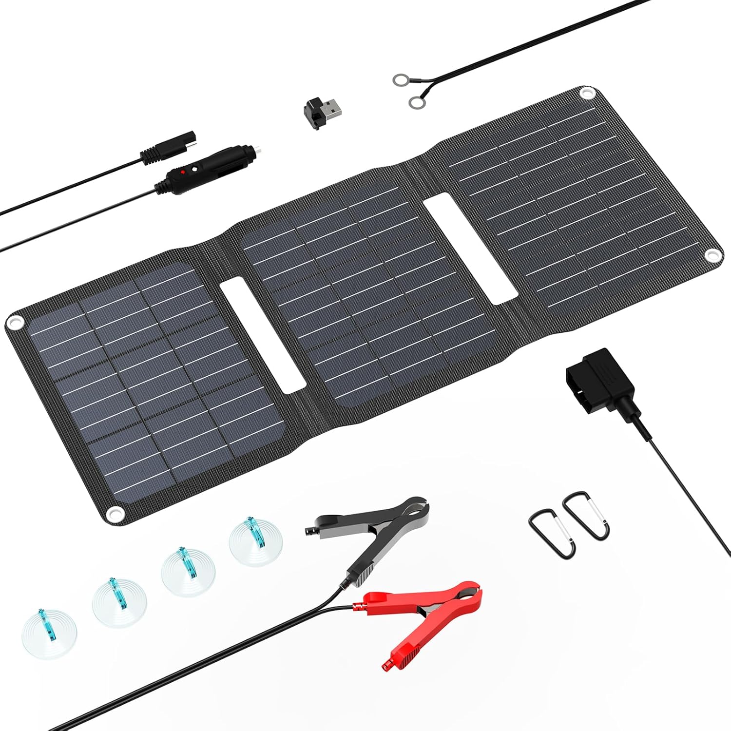 Detalle 2 de Flexsolar 28W Solar Panel & 12V Battery Charger – IP67 Portable with SAE USB DC Cable
