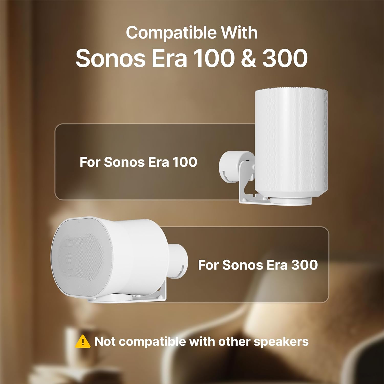 Thumbnail 1 de PEGZONE Adjustable Speaker Wall Mount for Sonos Era 100 & Era 300 (White, Pair) — Flexible Angle Wall Bracket