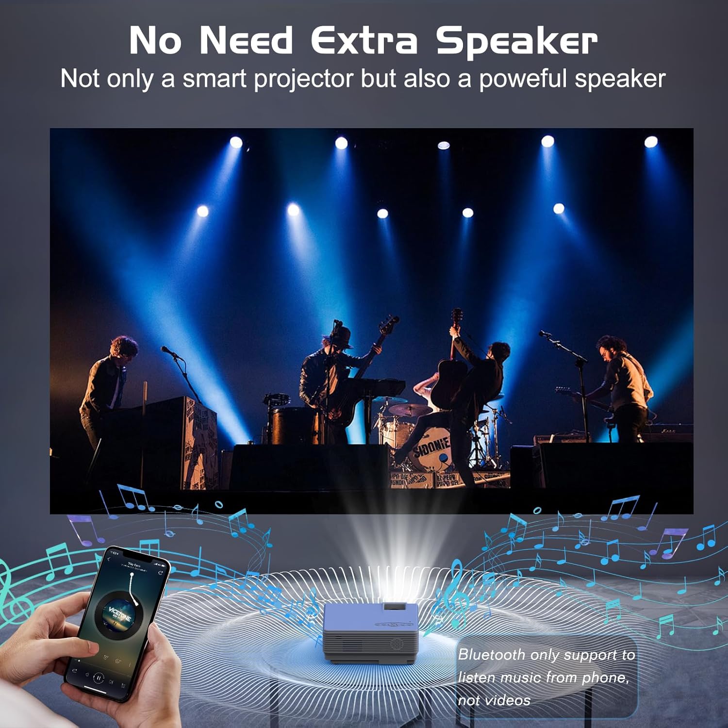 Thumbnail 4 de PANSEBA 1080P Mini Projector with Screen