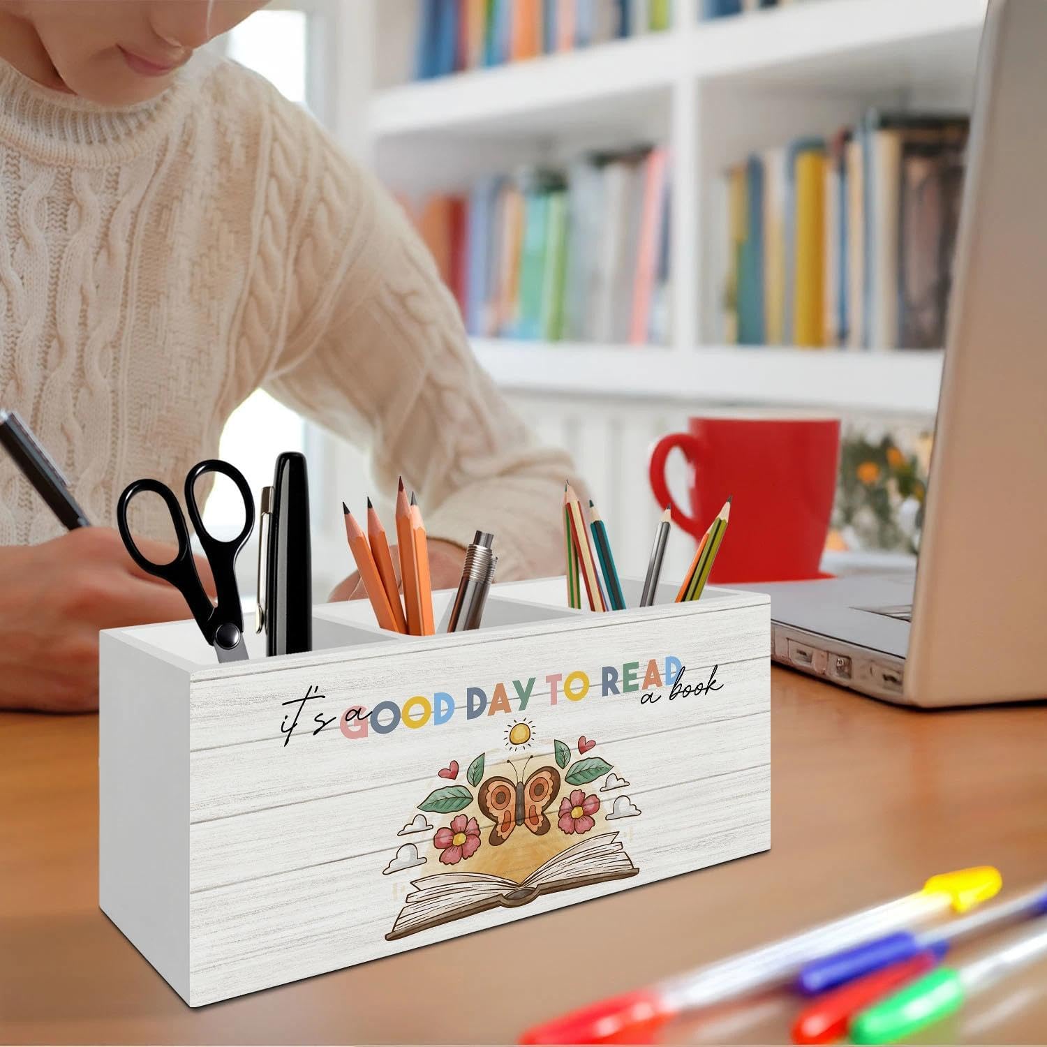 Thumbnail 3 de LIANGEAGOM Wooden Desk Organizer