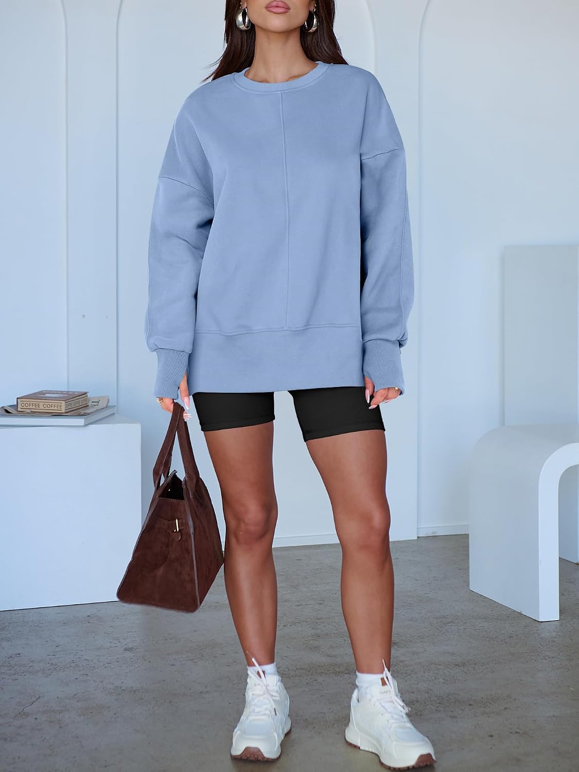 Thumbnail 4 de ANRABESS Oversized Women's Hoodie thumbhole long sleeve