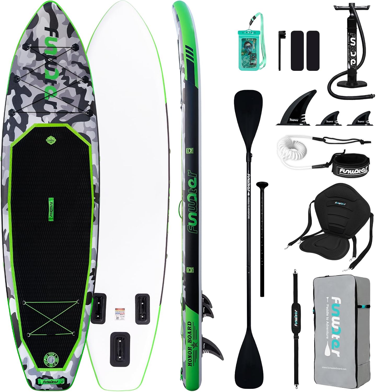 Detalle de FunWater Sup Gonfiabile Portatile: Tavola da Stand Up Paddle 10'10" con accessori completi