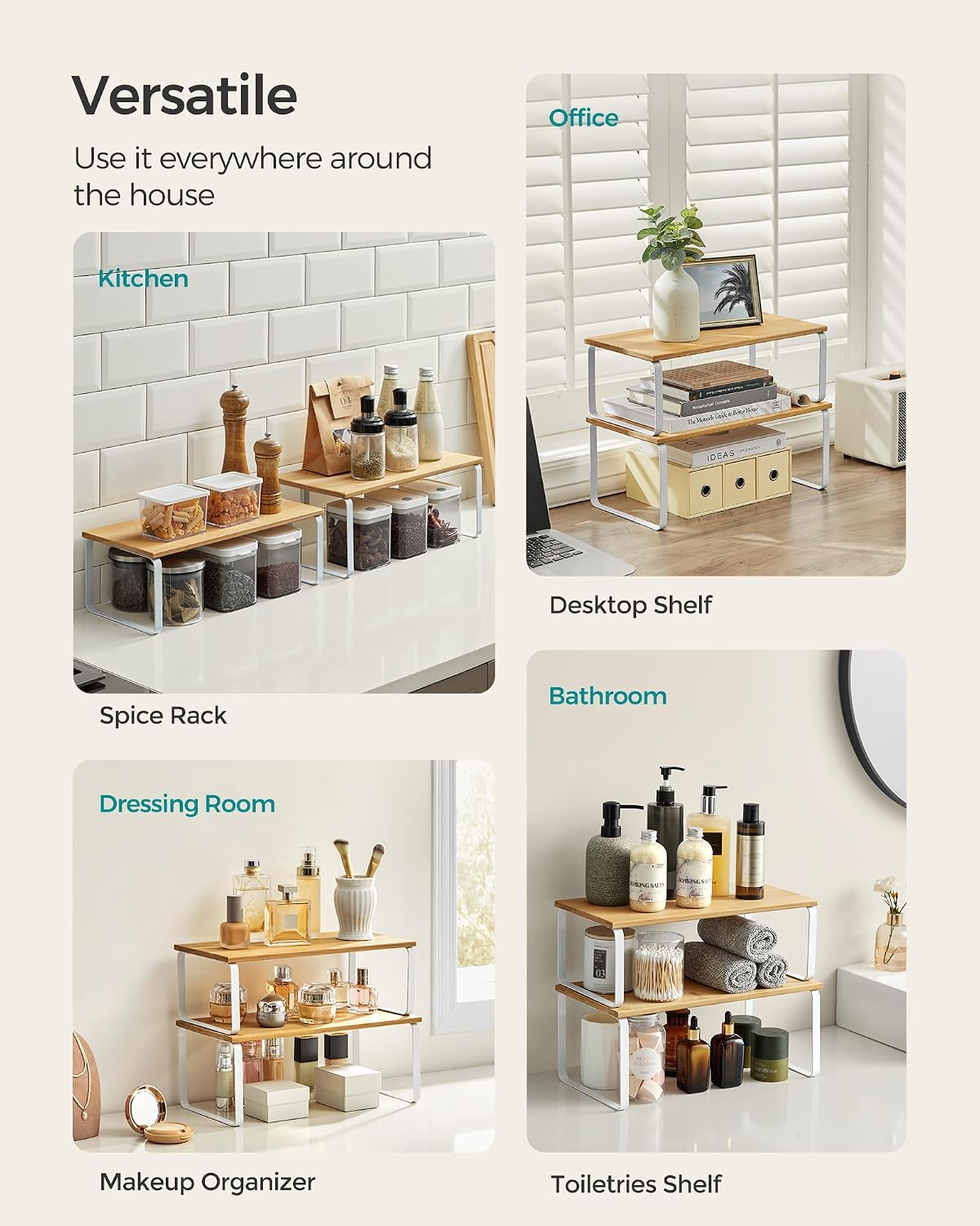 Detalle 2 de SONGMICS Cabinet Organizer Shelves, Set of 4