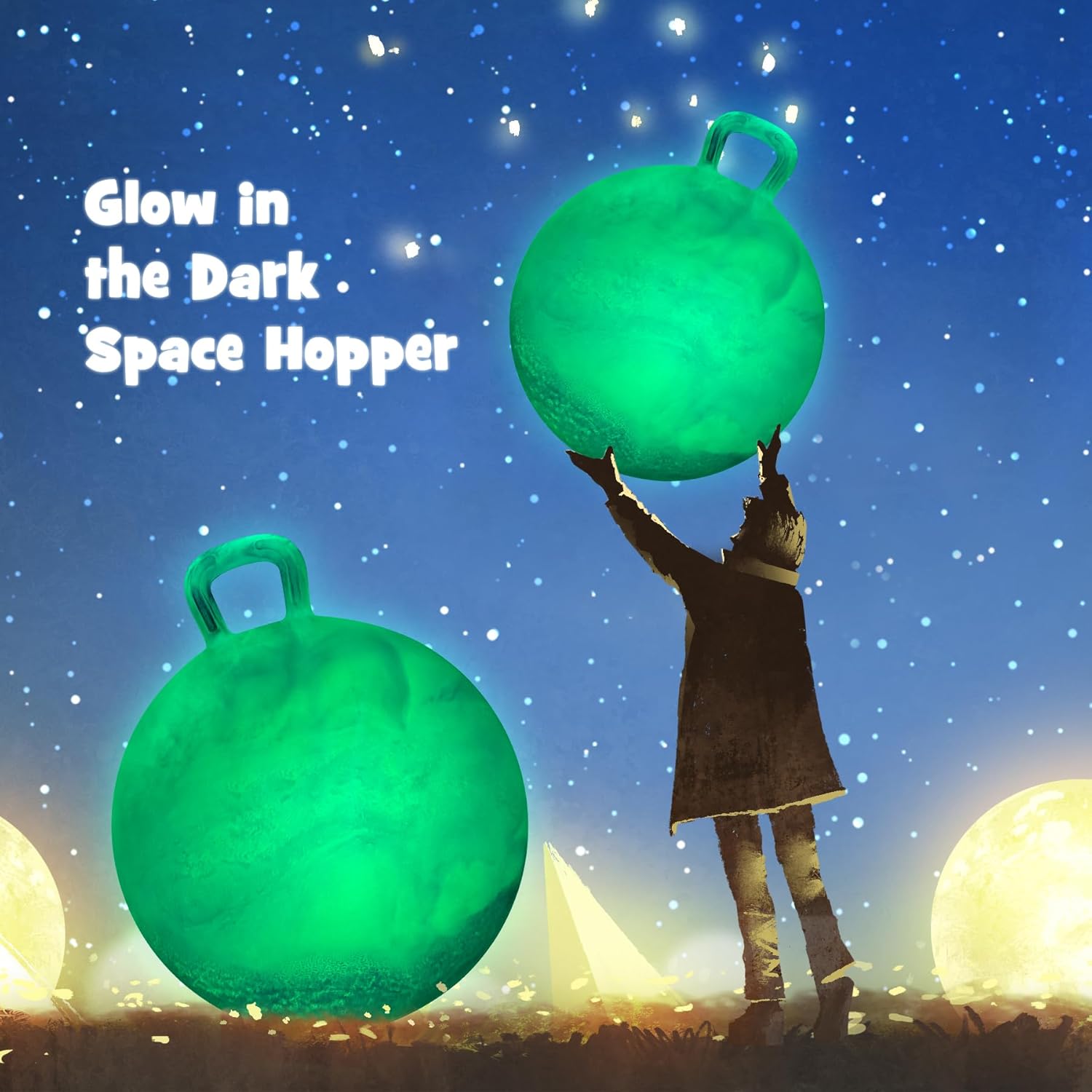 Thumbnail 5 de INPODAK Space Hopper for Kids – Glow-in-the-Dark 20 Inch Hopping Ball with Handle