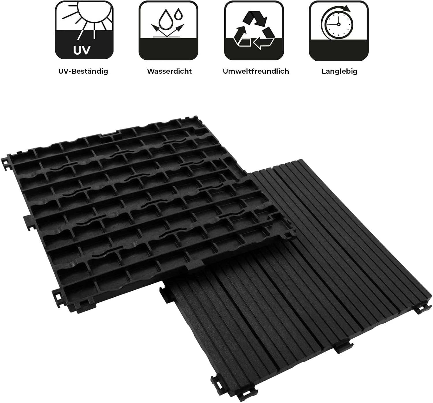 Thumbnail 4 de Floordirekt Fliesen 30x30 cm Klicksystem Terrassenfliesen in Holzoptik (Grau) – 2 m² Set