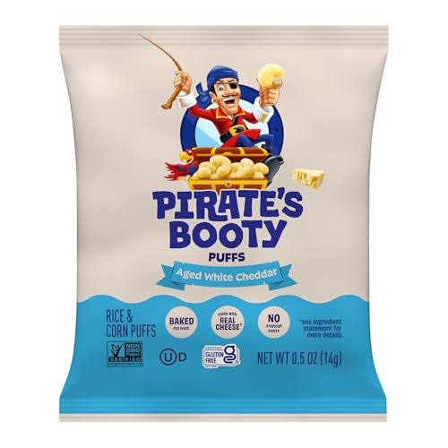 Detalle 2 de Pirate's Booty Aged White Cheddar Cheese Puffs Bags (0.5 oz, 24 Count)