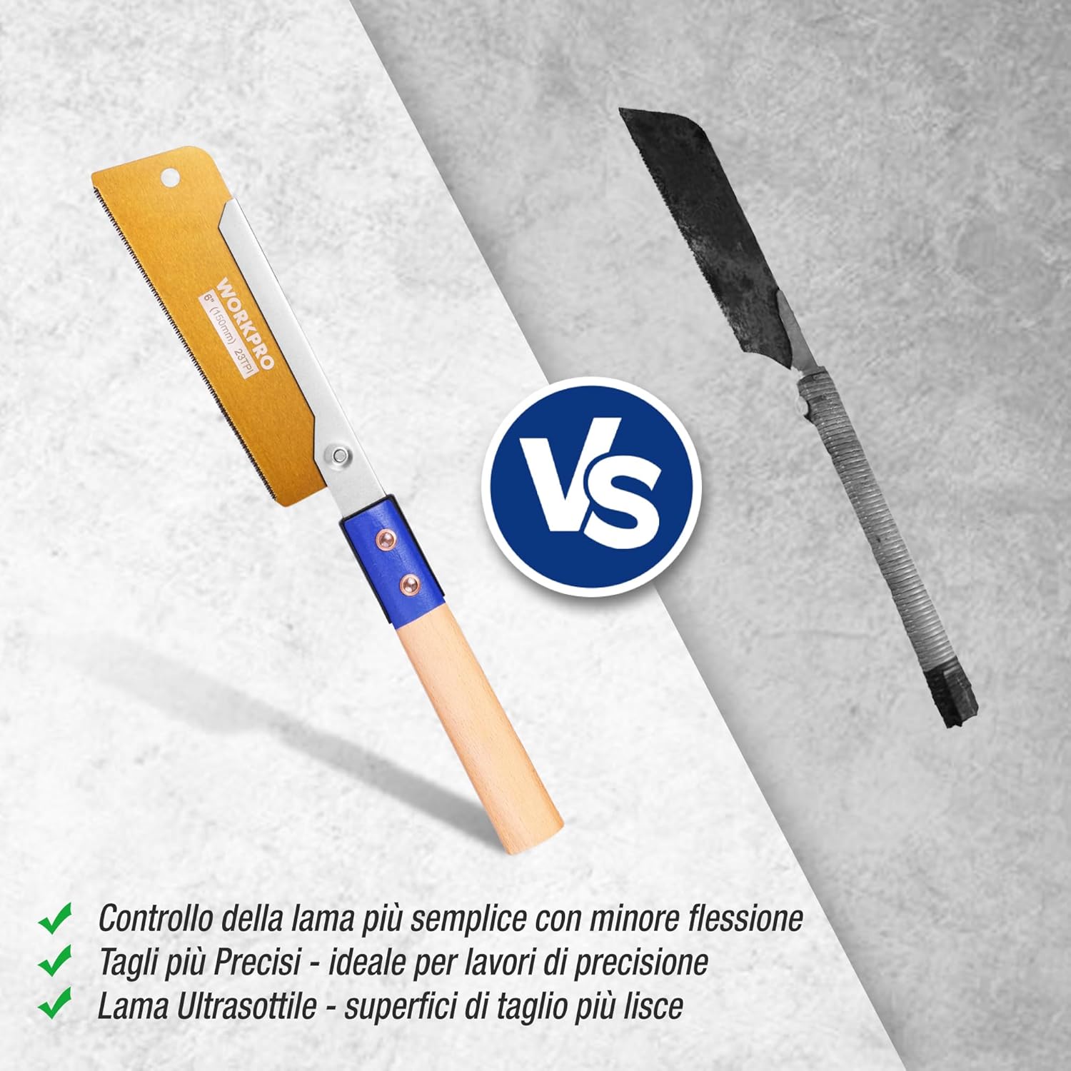 Thumbnail 6 de WORKPRO Sega Giapponese per Legno da 345 mm, lama SK5 0,45 mm e taglio fine 23TPI