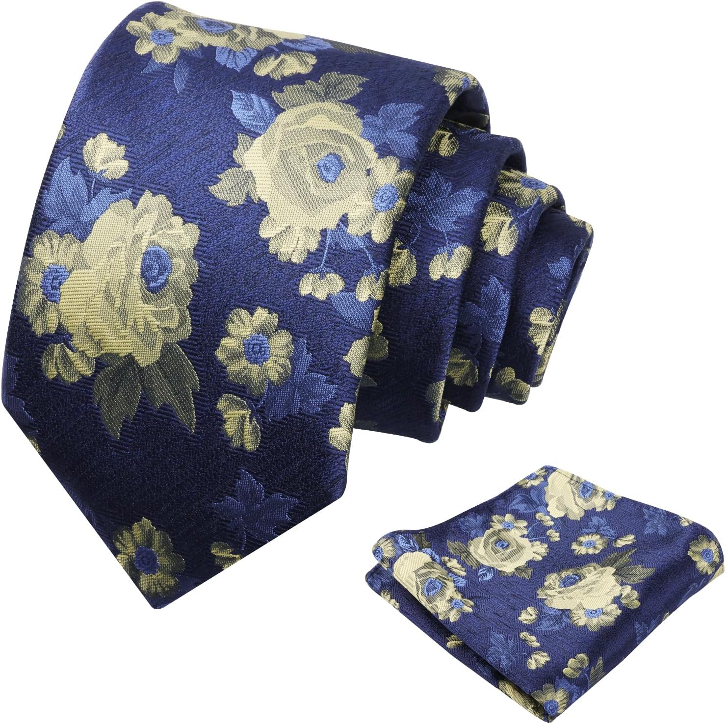 Thumbnail 6 de Alizeal Flower Pattern Tie and Pocket Square Set – 100% Polyester, Floral Design for Weddings and Parties