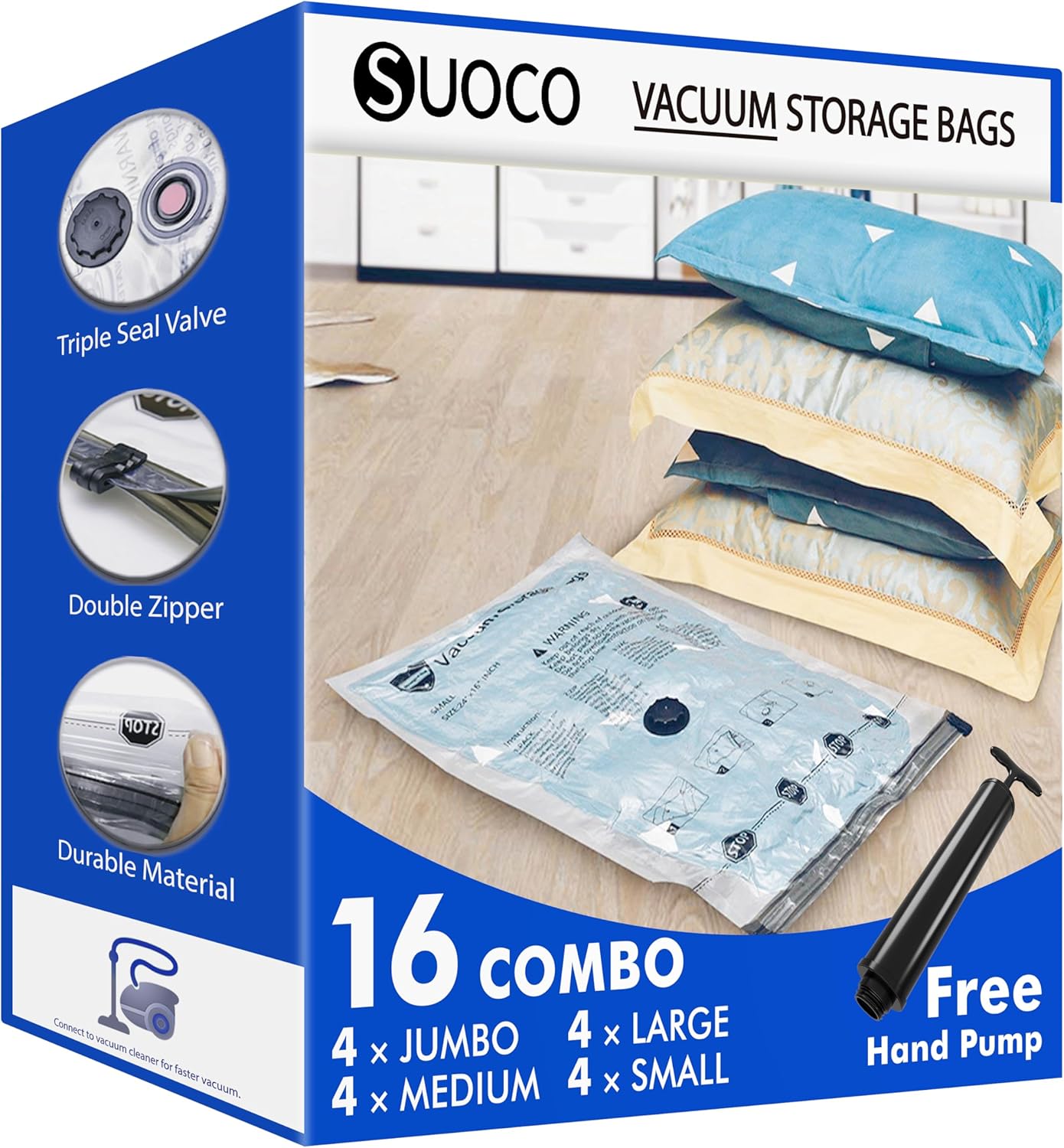Thumbnail 6 de Vacuum Storage Bags 8 Large with Hand Pump – Space Saver for Clothes, Bedding and More