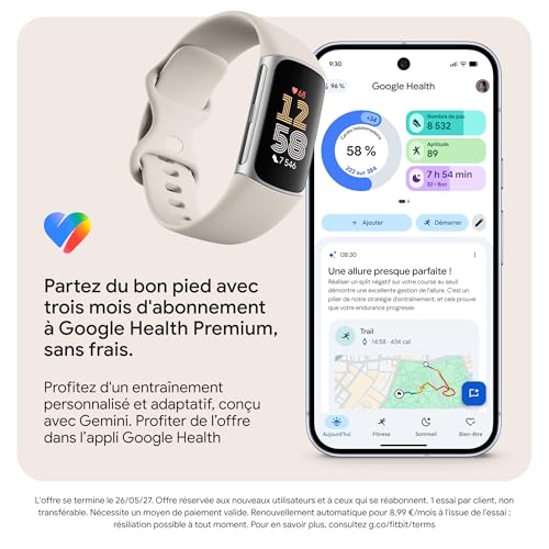 Thumbnail 7 de Fitbit Charge 6 avec abonnement Google Health Premium et bracelet Porcelaine/Aluminium Argent