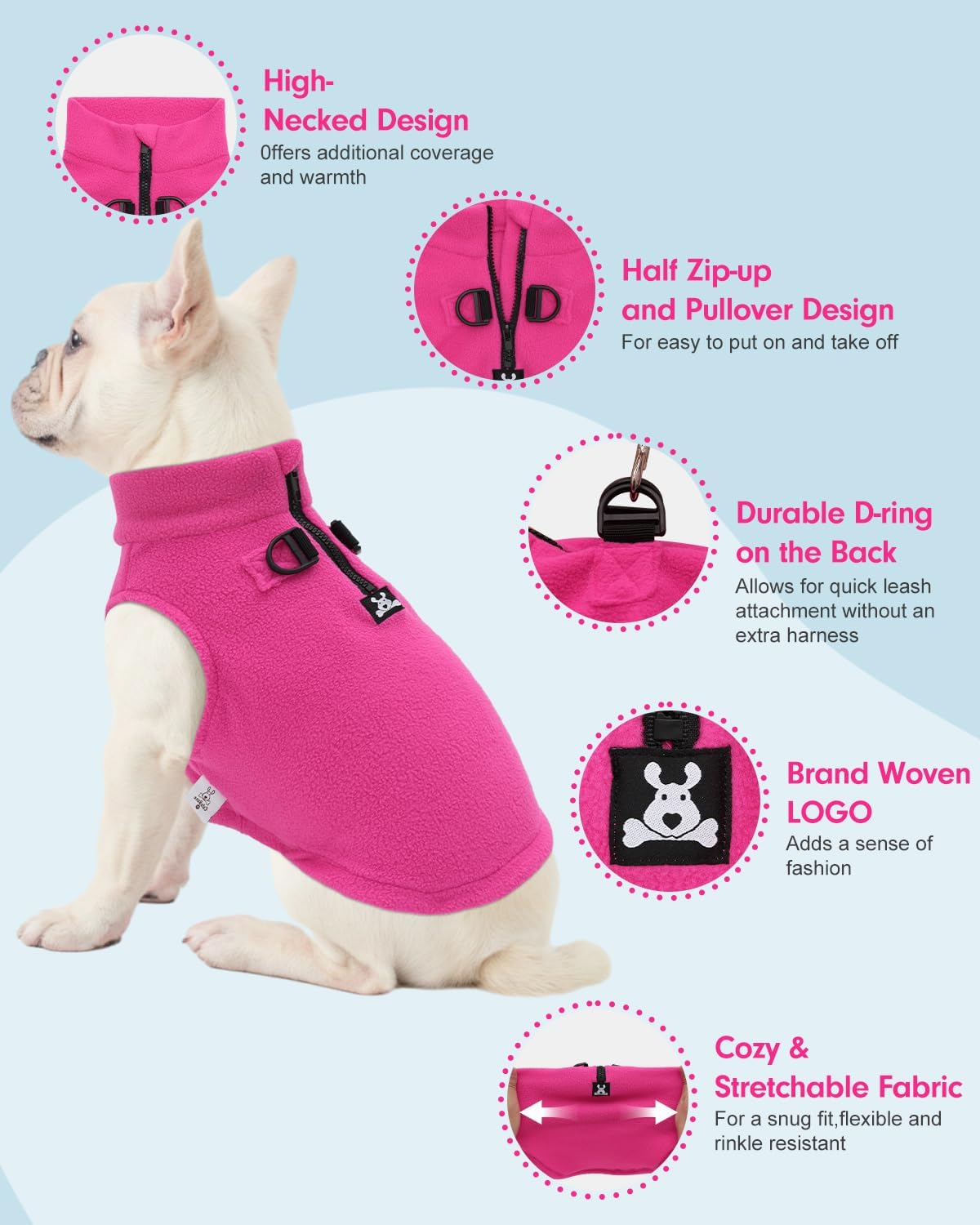 Detalle 2 de CuteBone Fleece Dog Vest DZBX01L