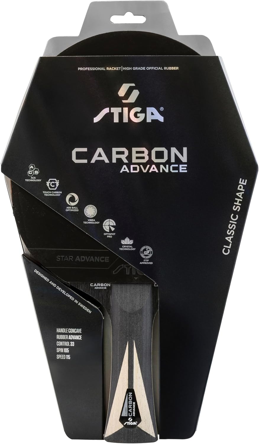 STIGA Carbon Advance Table Tennis Bat for controlled power and high spin